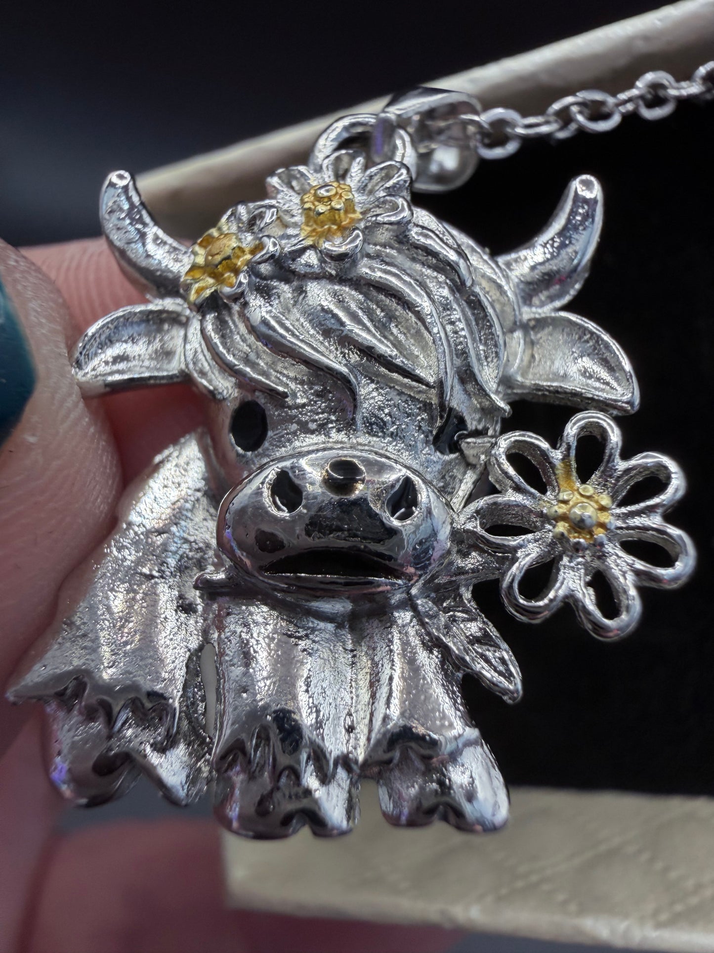 Silver-Plated Highland Cow Necklace