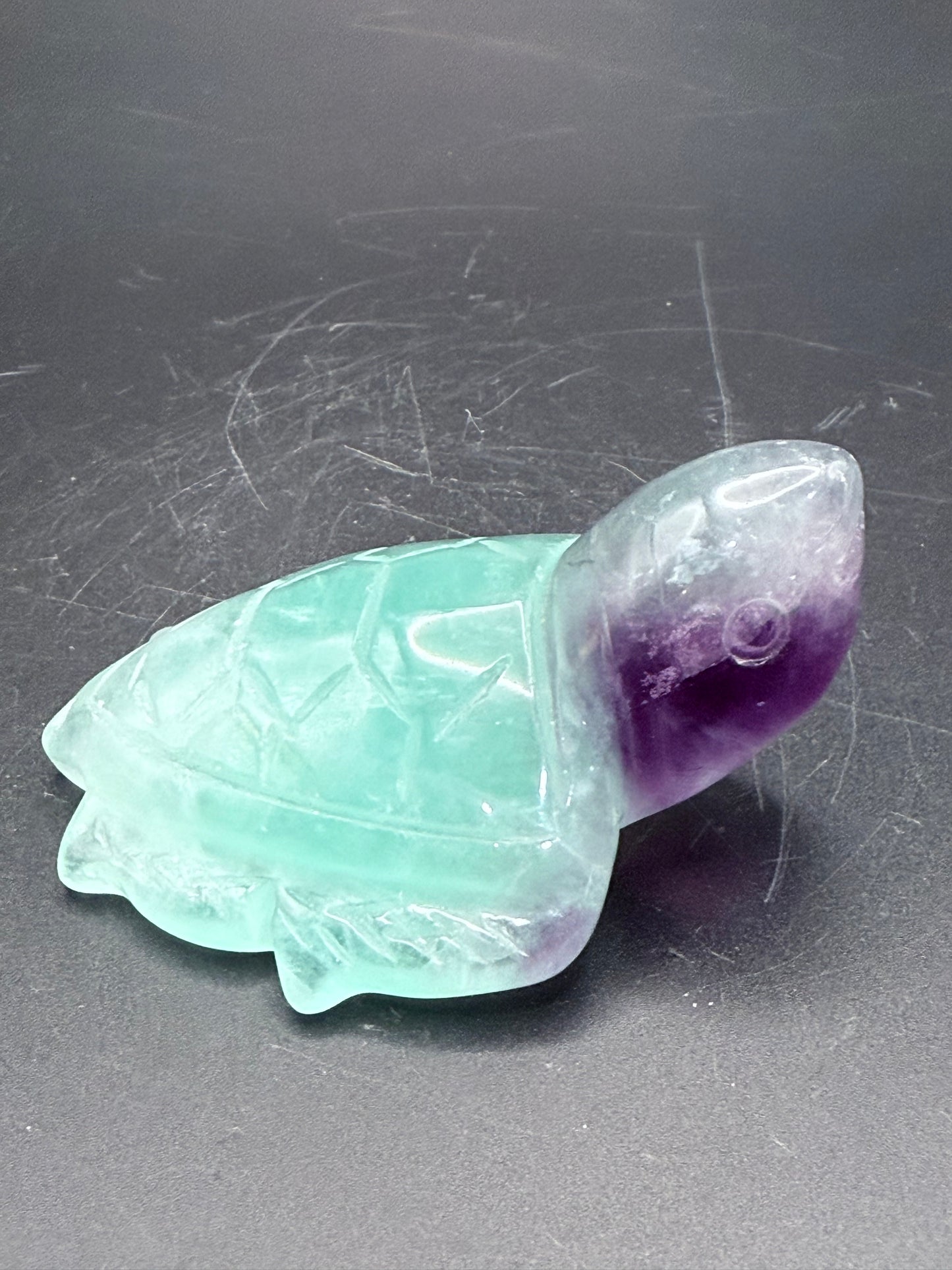 Rainbow Fluorite Turtle Carving