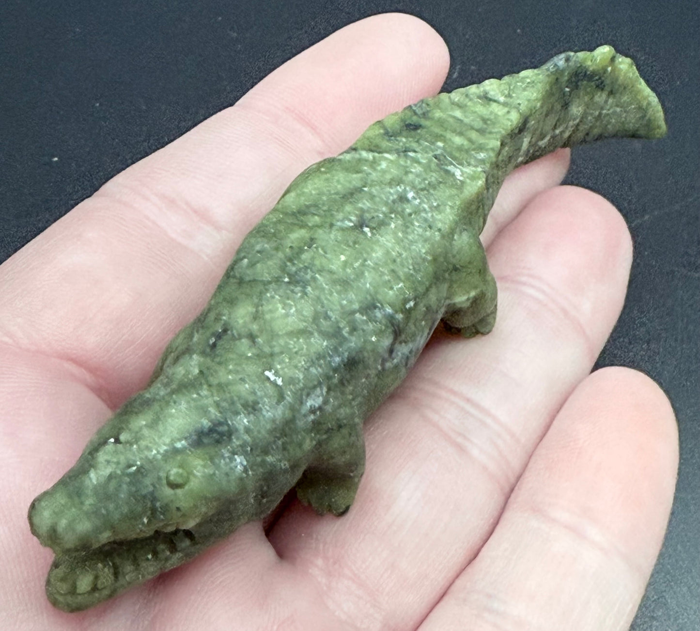 Serpentine Crocodile Carving
