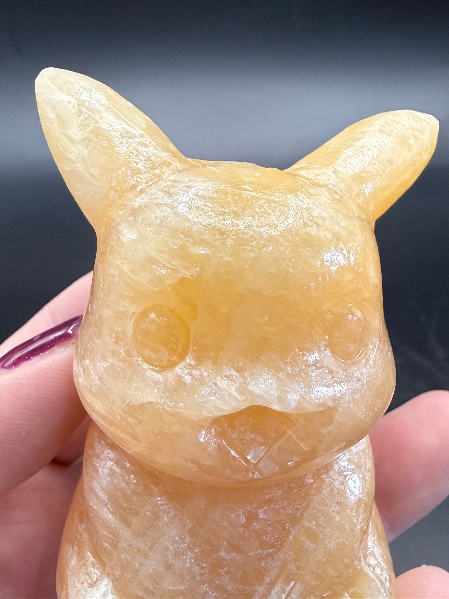Yellow Calcite Pikachu Carving