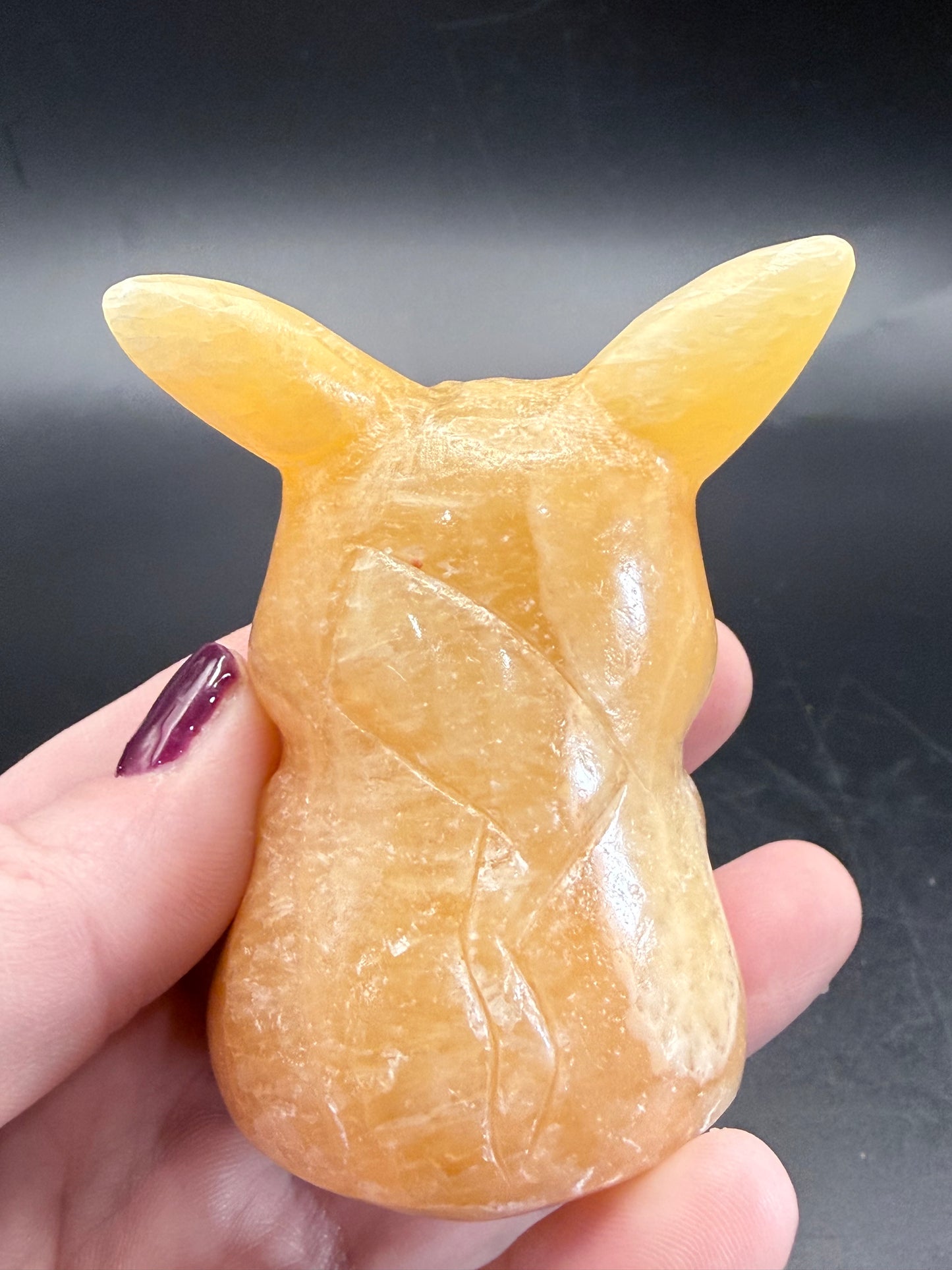 Yellow Calcite Pikachu Carving