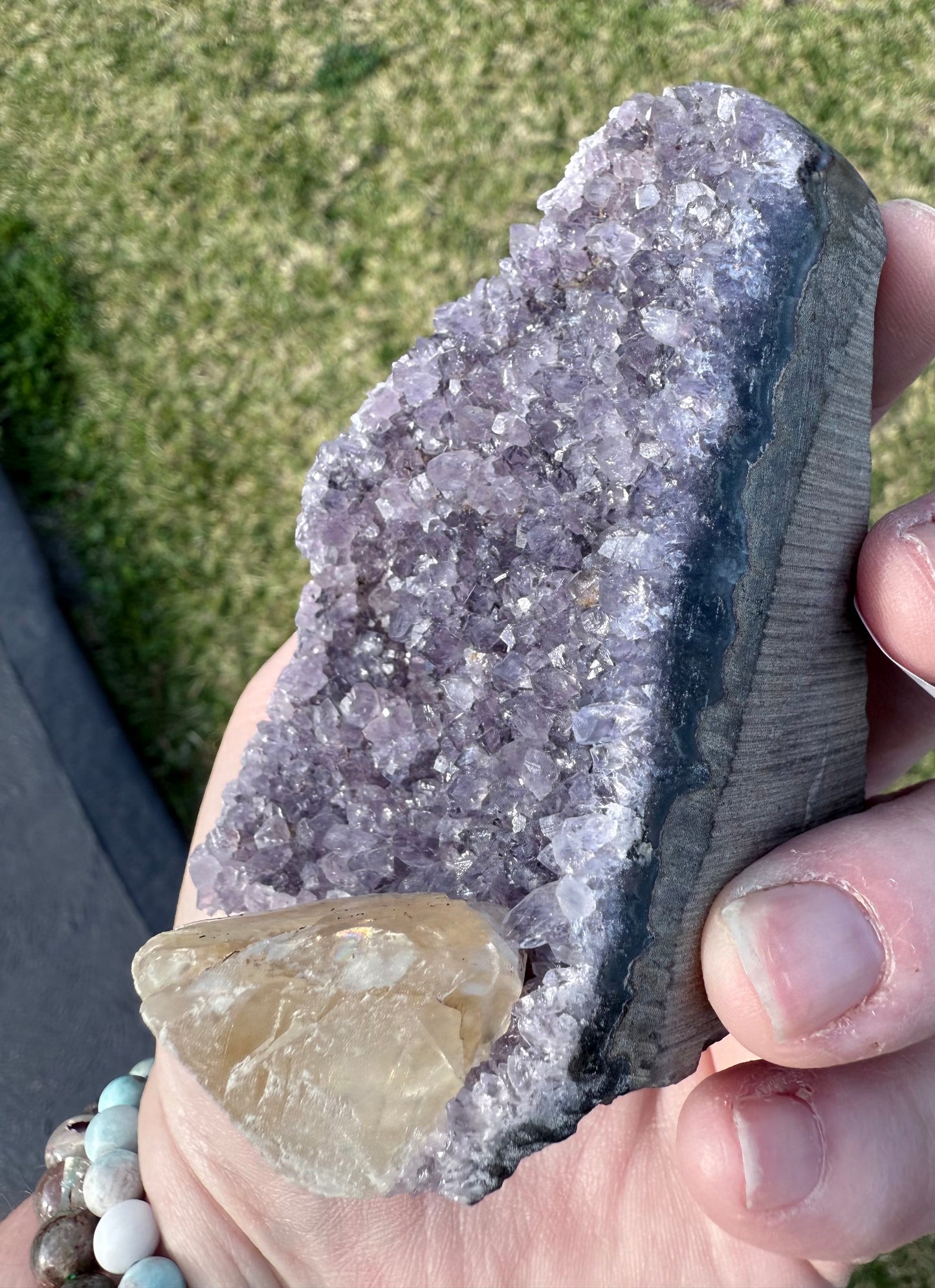 Rainbow Amethyst with Calcite Point ā 304g