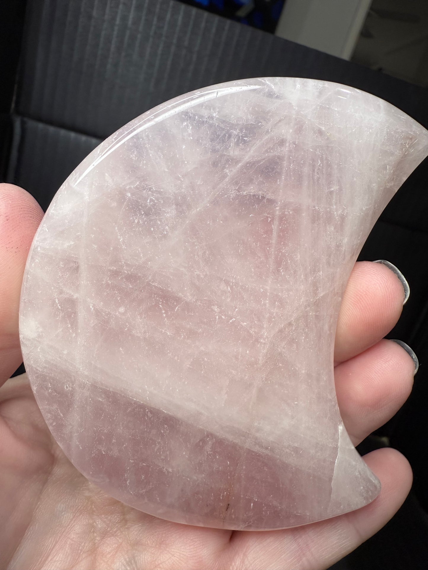Rose Quartz moon on stand