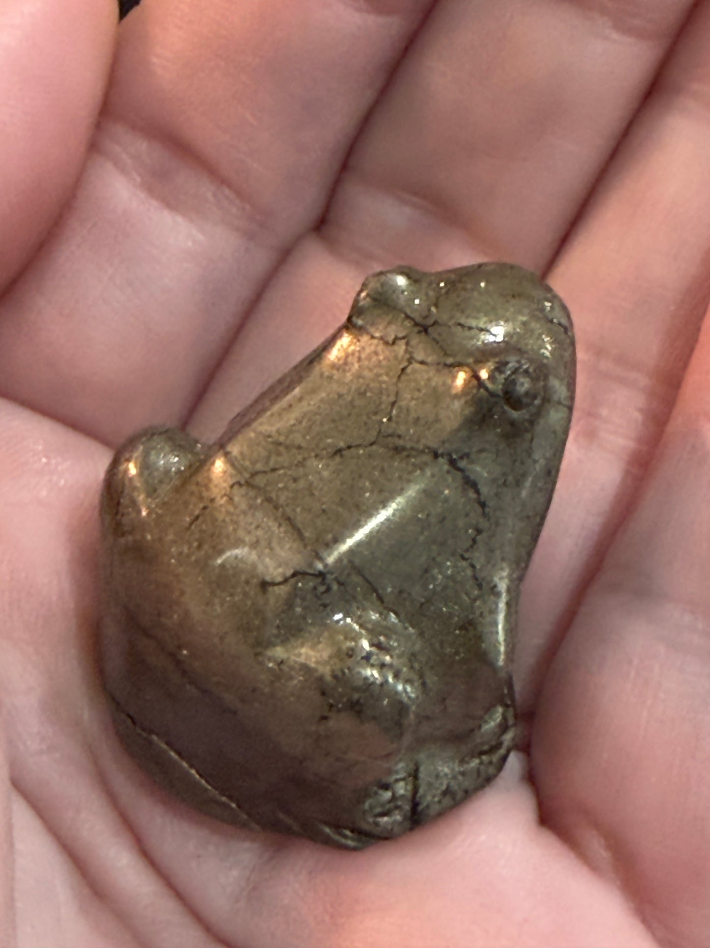 Pyrite Frog Crystal Mini Carving – 4cm