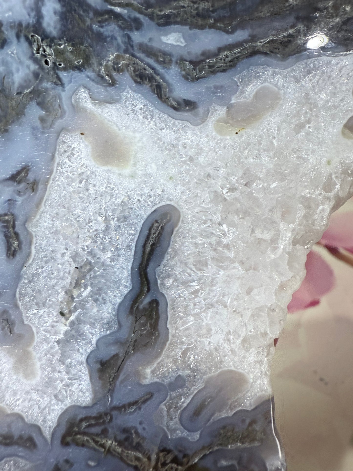 Moss Agate Slab on stand