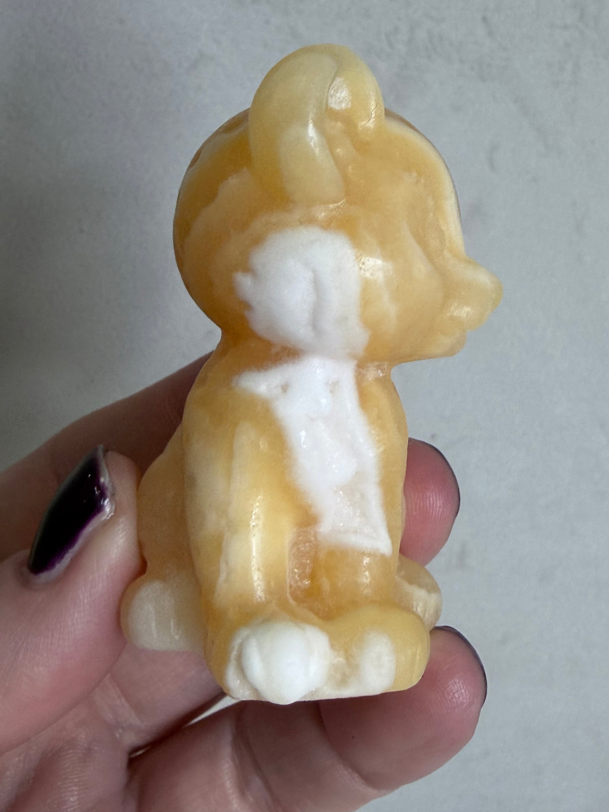 Orange Calcite Leopard Cub Carving – 6.2cm