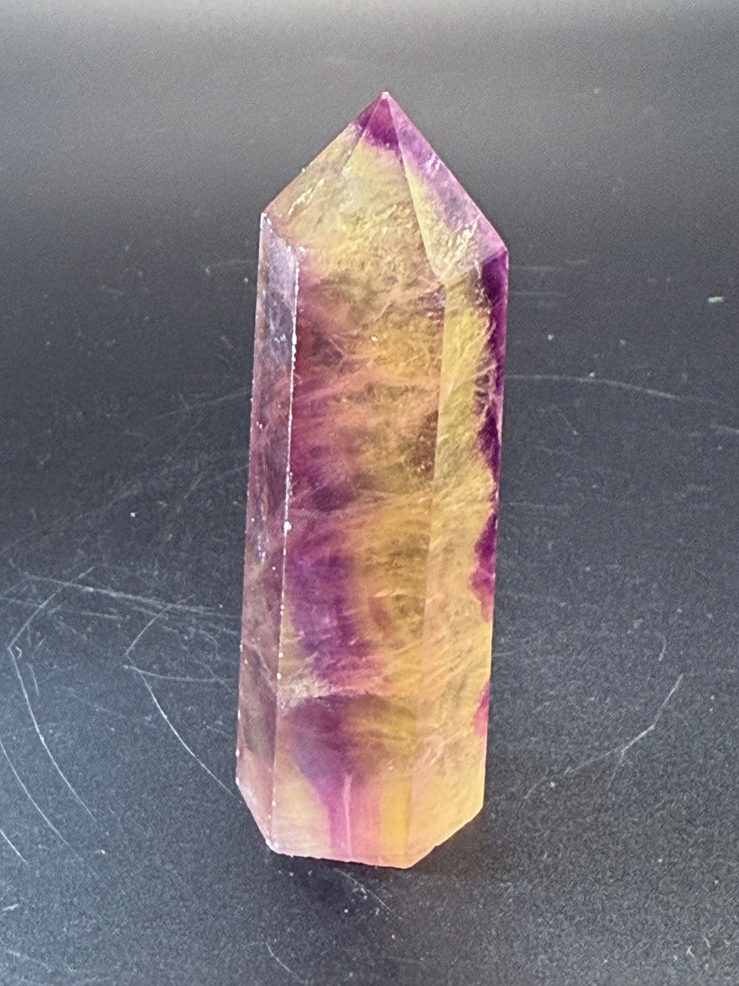 Yellow and Purple Fluorite Tower