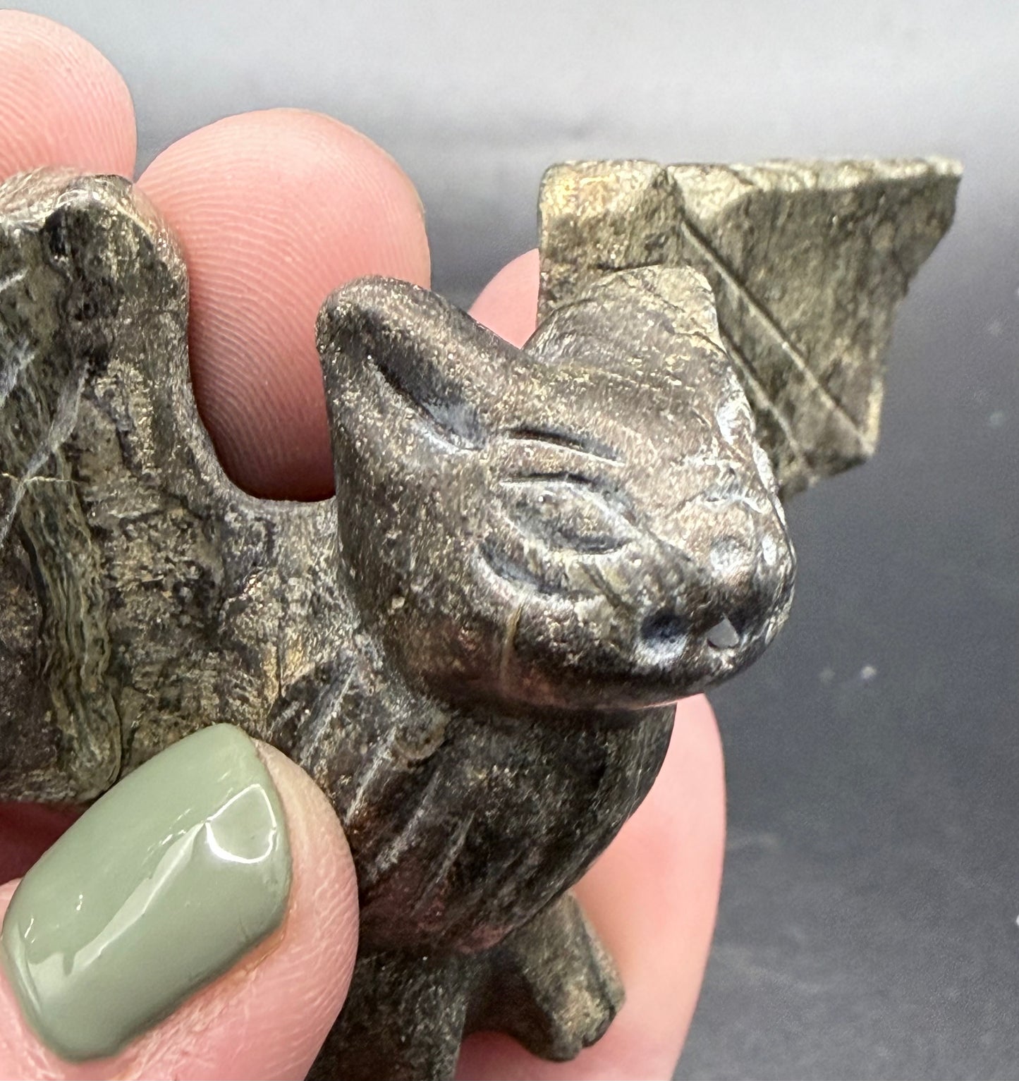 Pyrite Crystal Bat on Stand