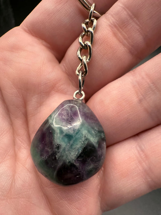 Rainbow Fluorite Keychain