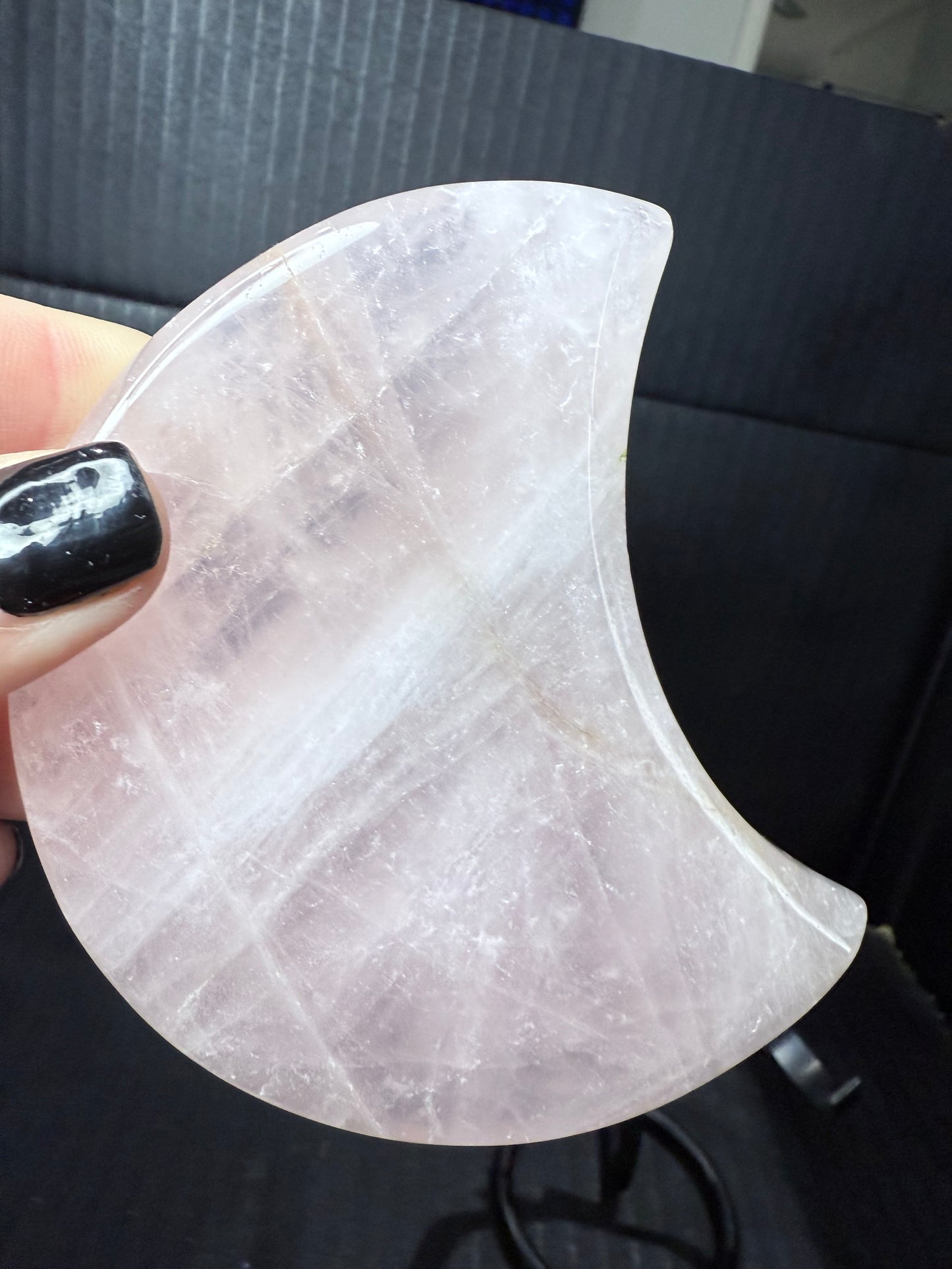 Rose Quartz moon on stand