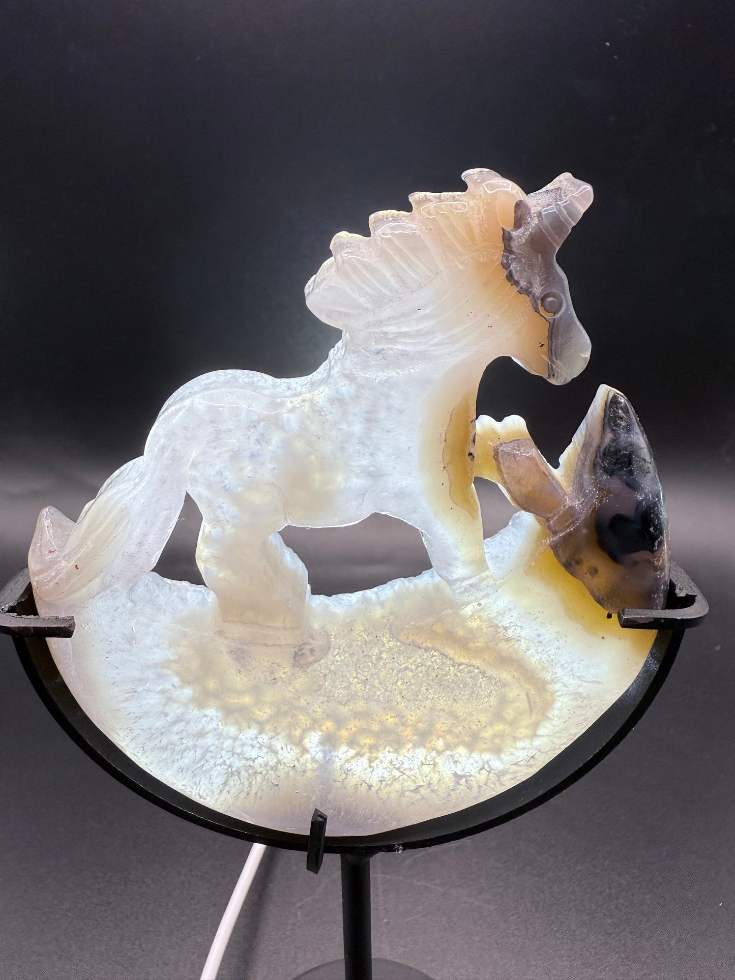 Agate Unicorn on Stand