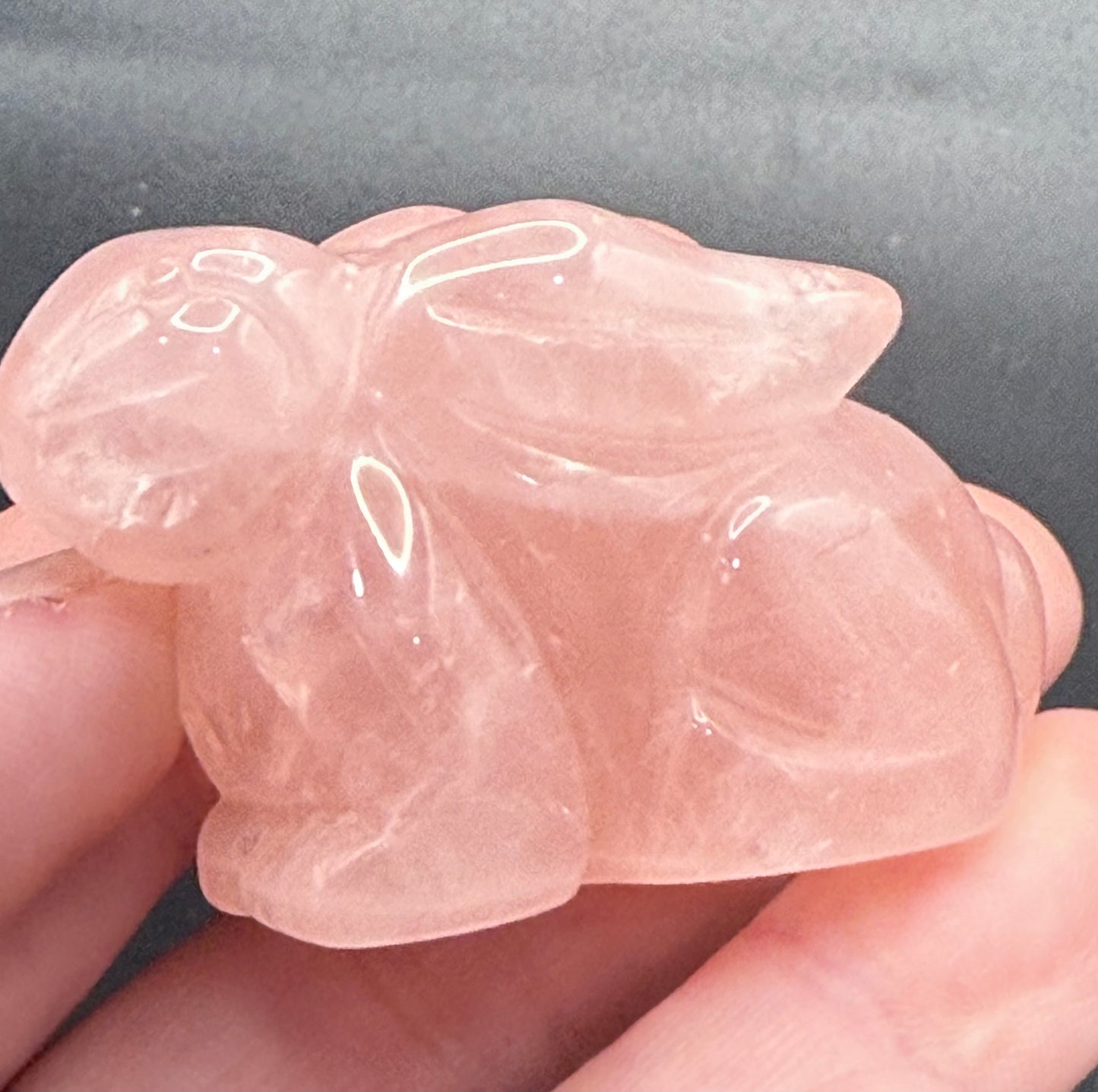 Rose Quartz Rabbit Carving 5x3.2cm