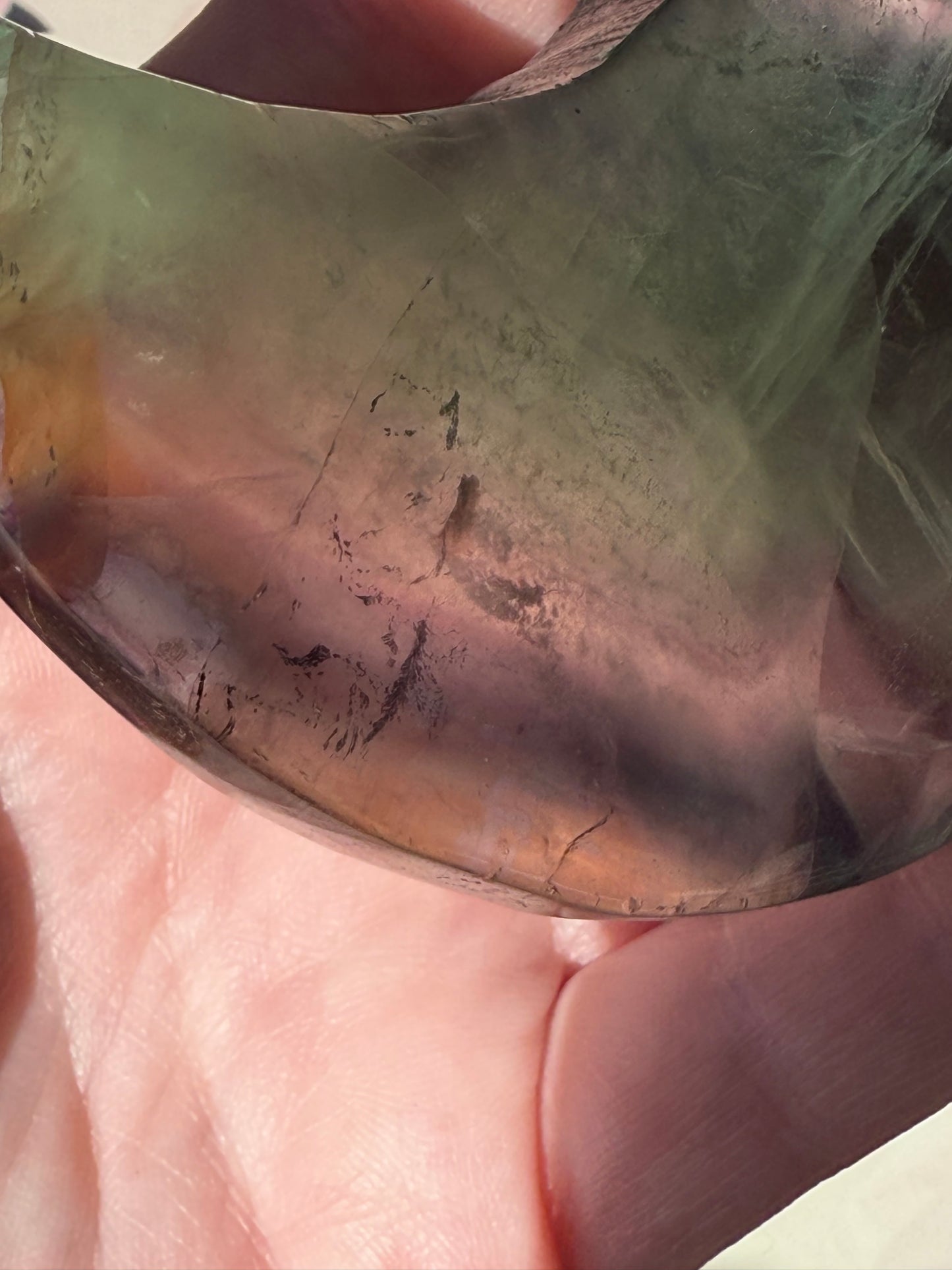 Fluorite Moon on Gold Stand