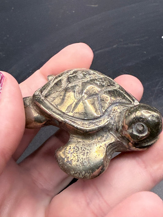 Pyrite Turtle Carving