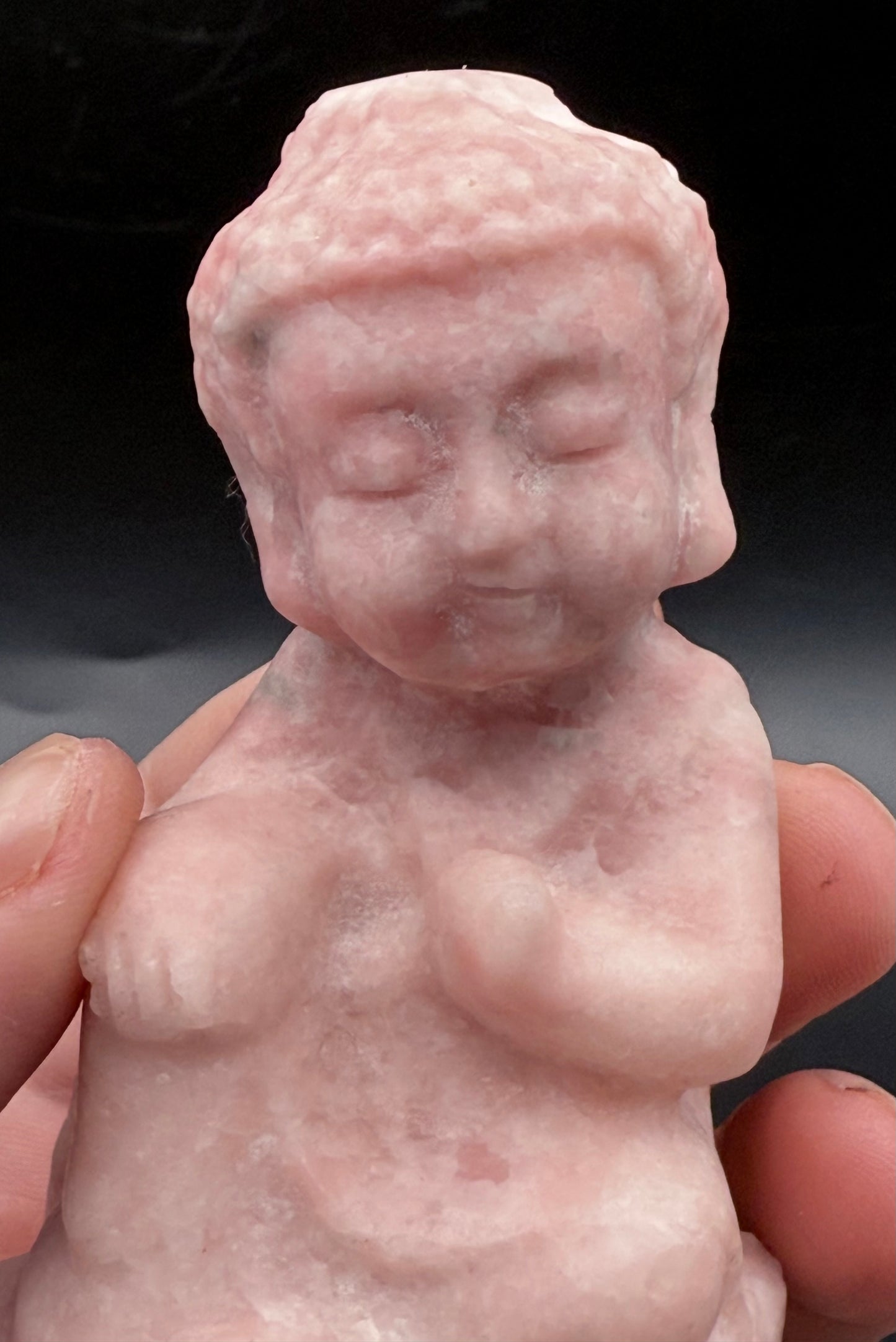 Pink Opal Baby Buddha Carving