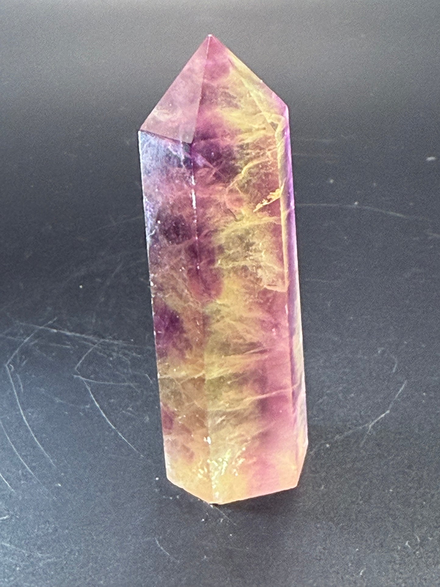 Yellow and Purple Fluorite Tower