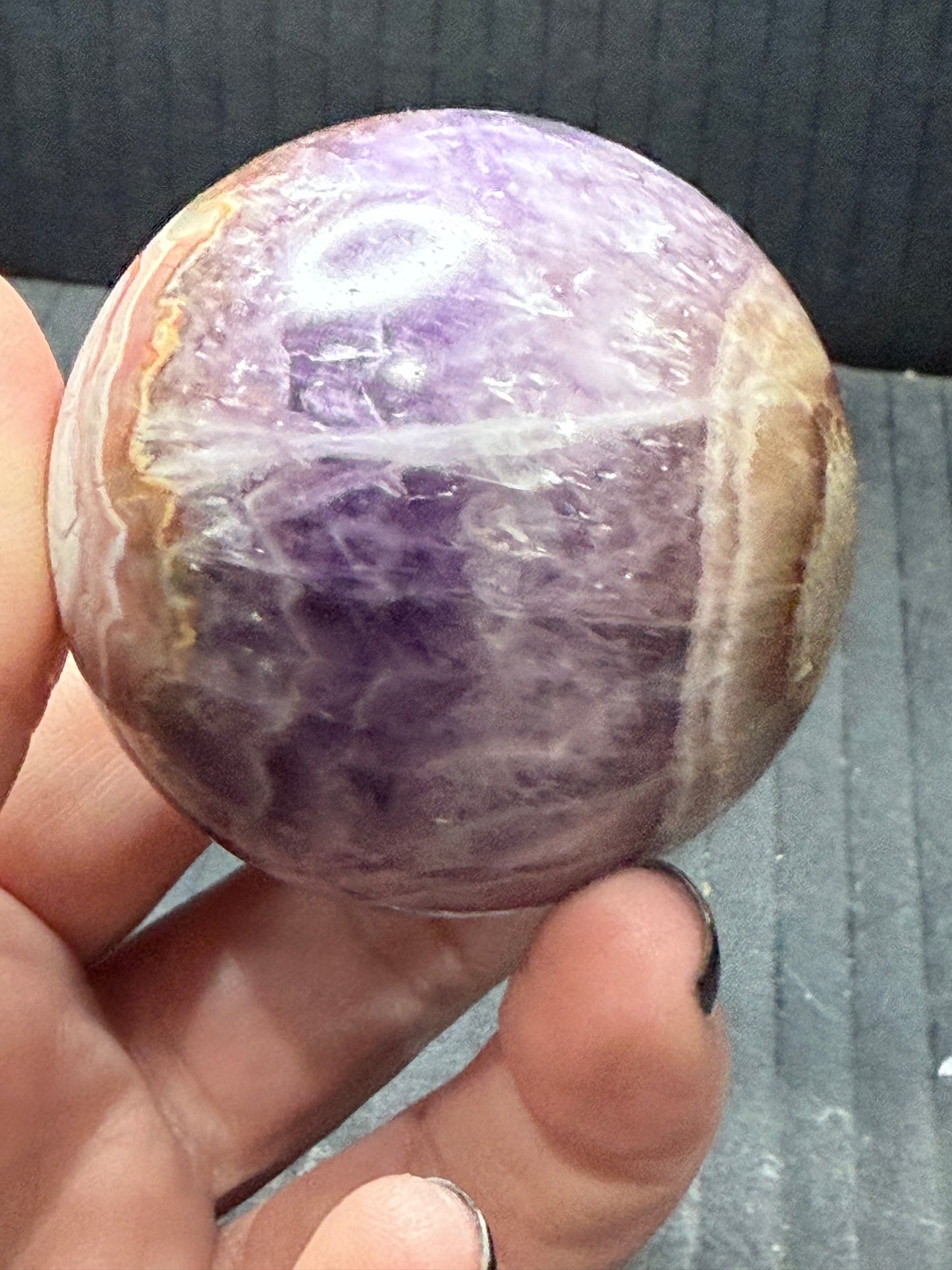 Amethyst with Crazy Lace Agate Sphere 5.3cm