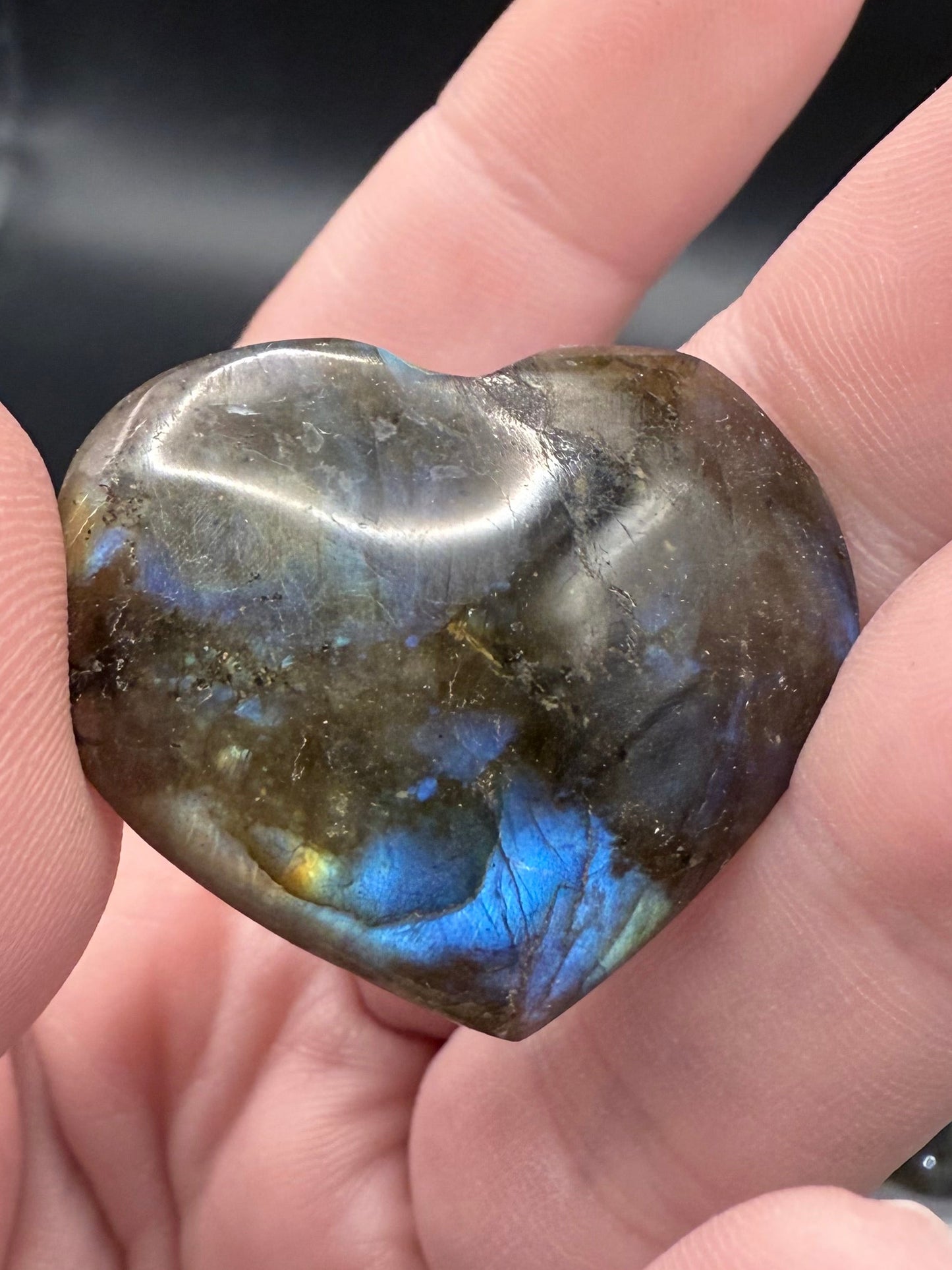 Mini Labradorite Hearts with Beautiful Flash - Crystal wonderland By Lisa