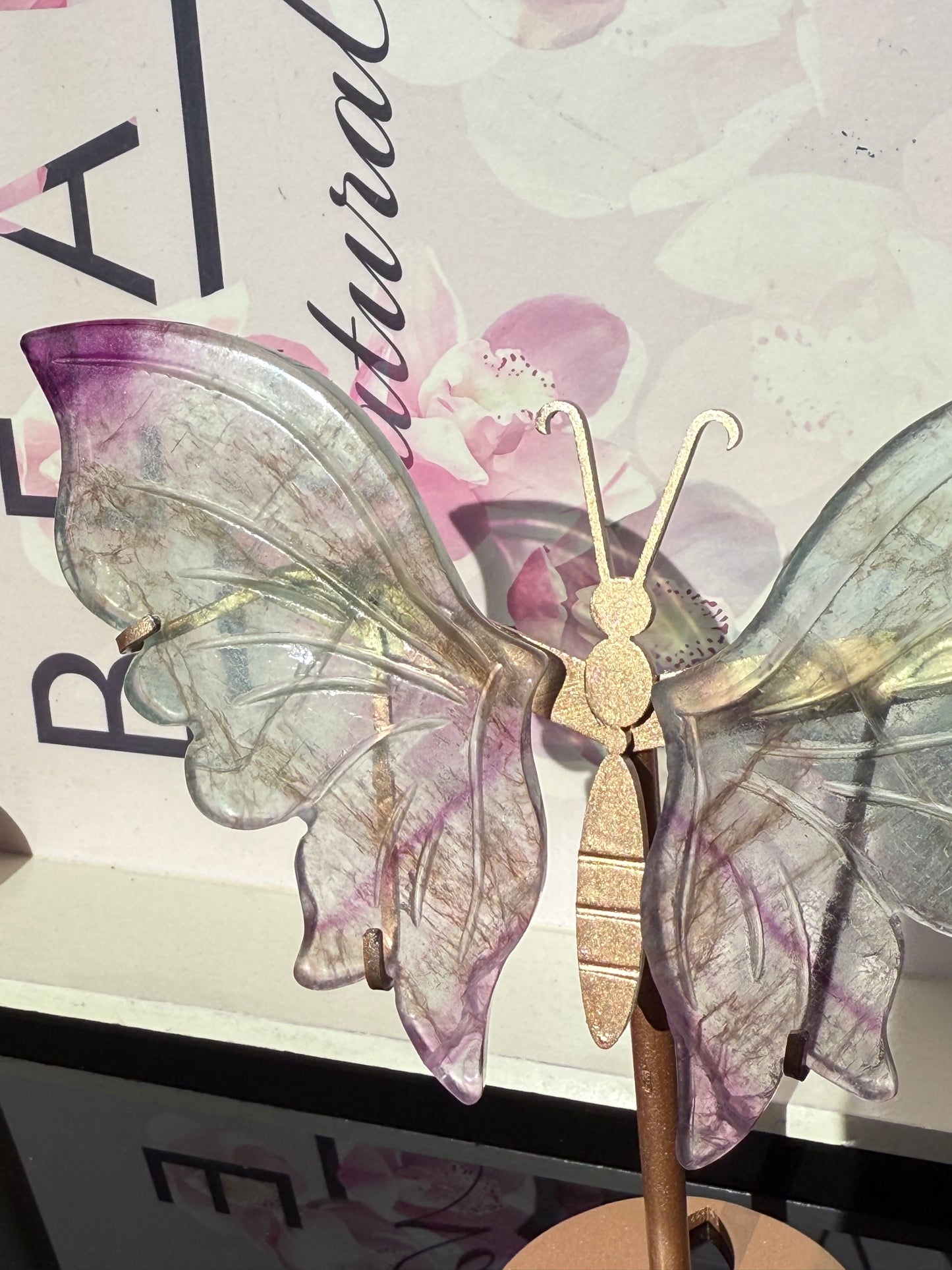 Beautiful Green and Purple Fluorite Butterfly