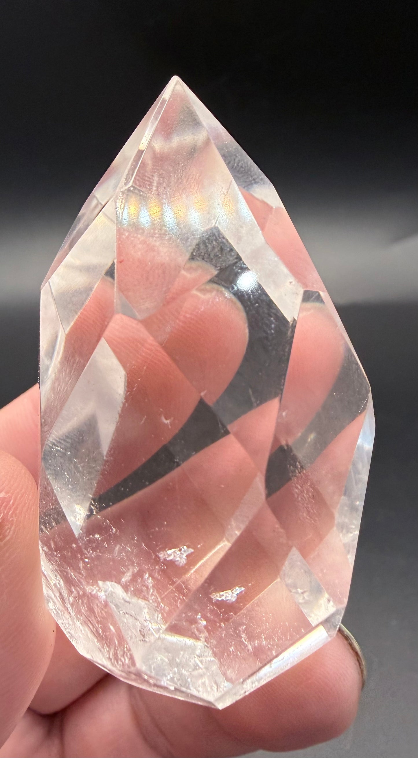 Clear Quartz Polyhedron on Rotating Stand