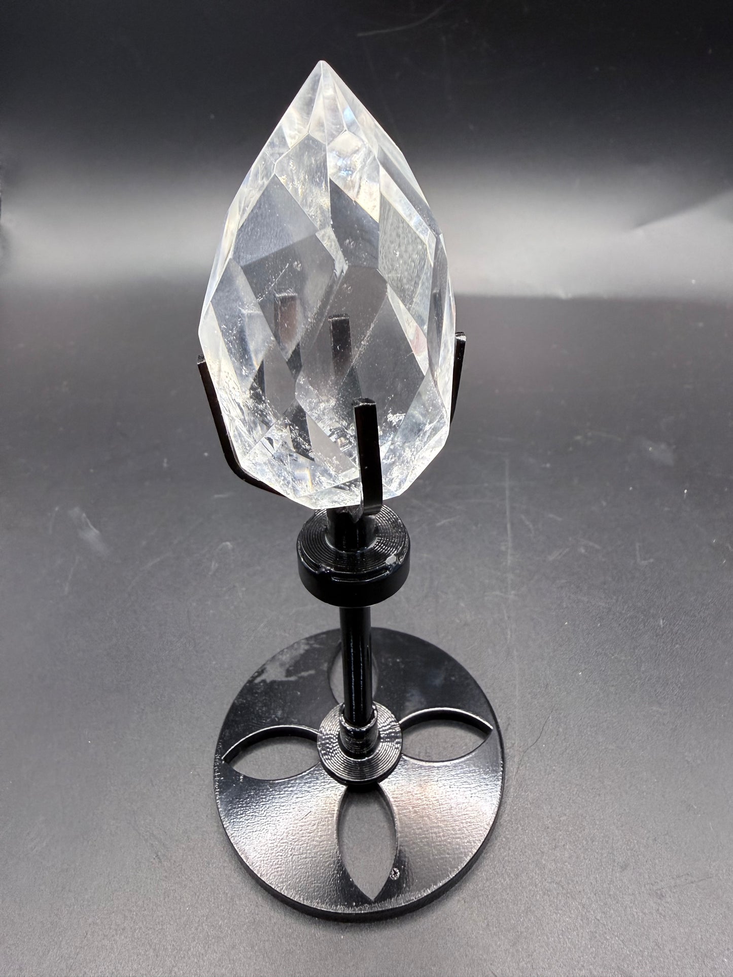 Clear Quartz Polyhedron on Rotating Stand