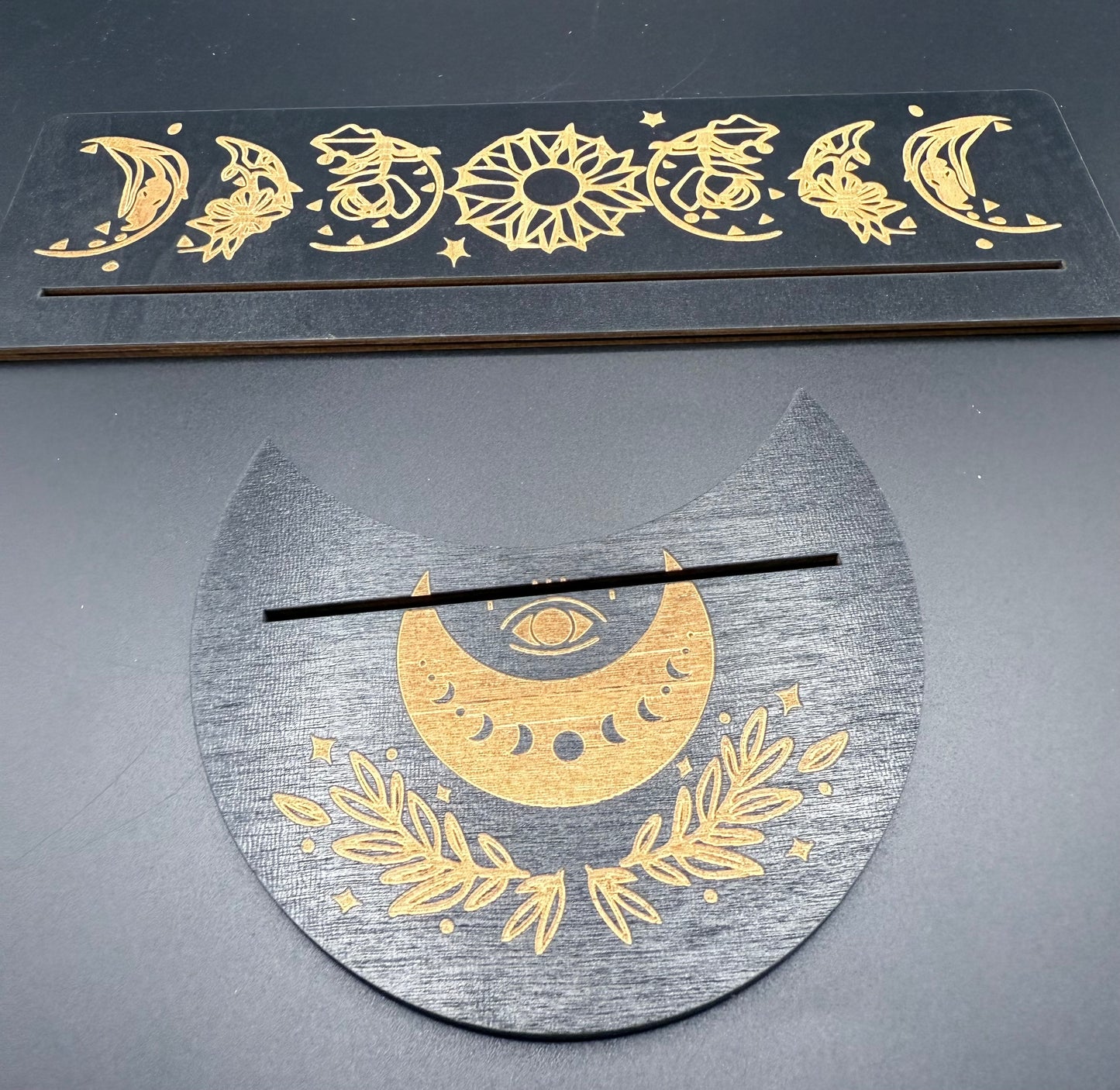 Black & Gold Wooden Tarot Card / Crystal Grid Stands