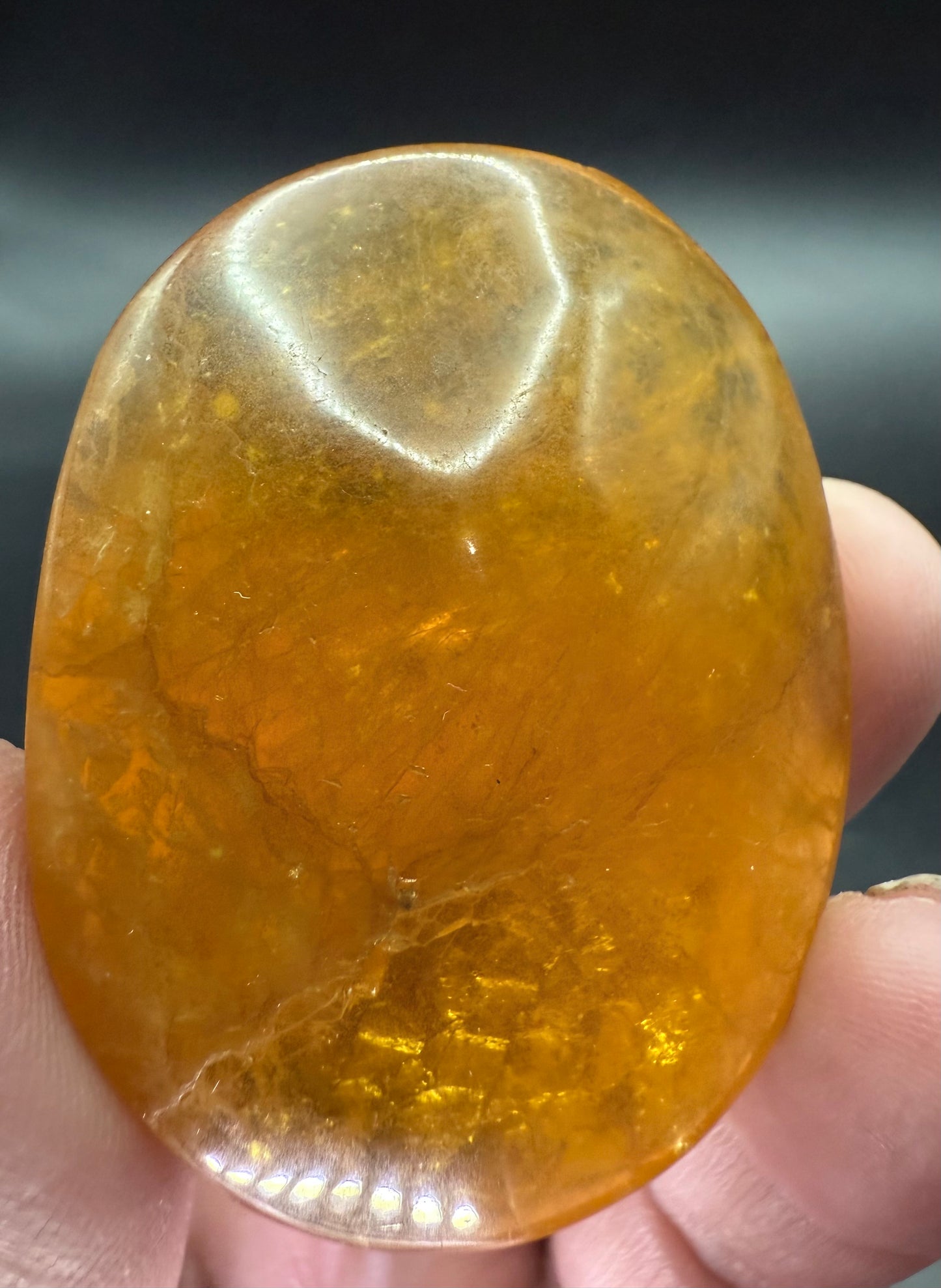 Yellow Fluorite with Mica Palm Stone