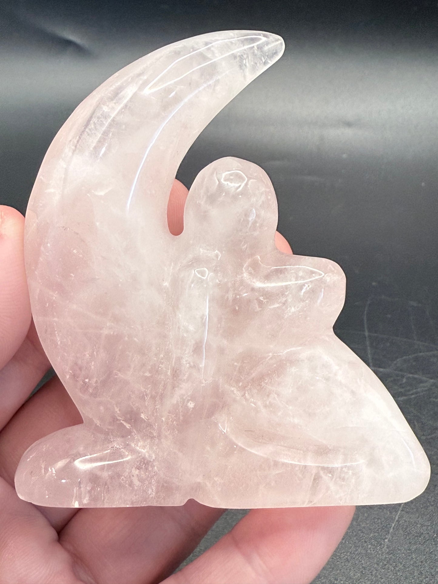 Rose Quartz Angel with Crescent Moon