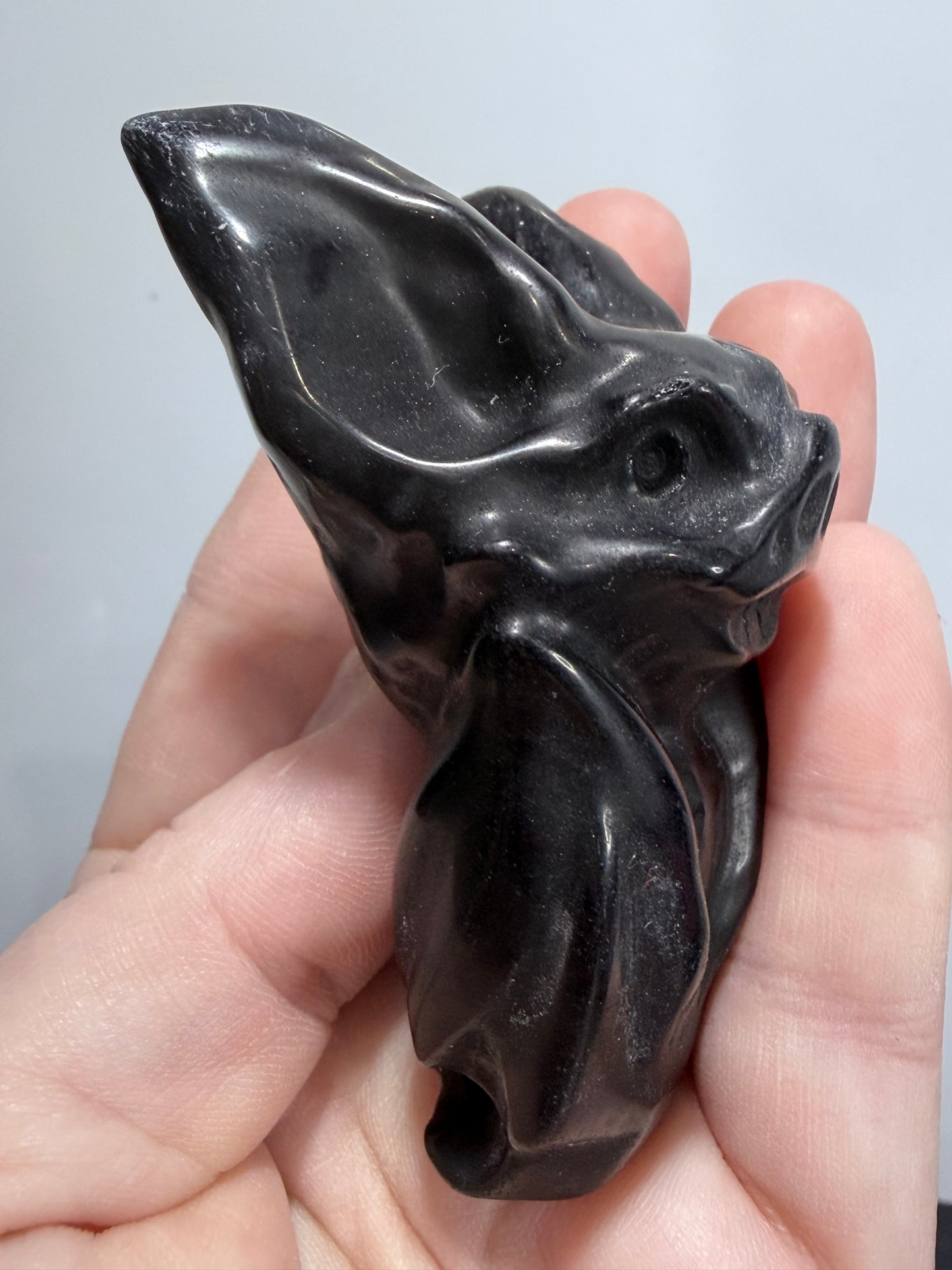 BLACK OBSIDIAN BAT ON STAND (B)