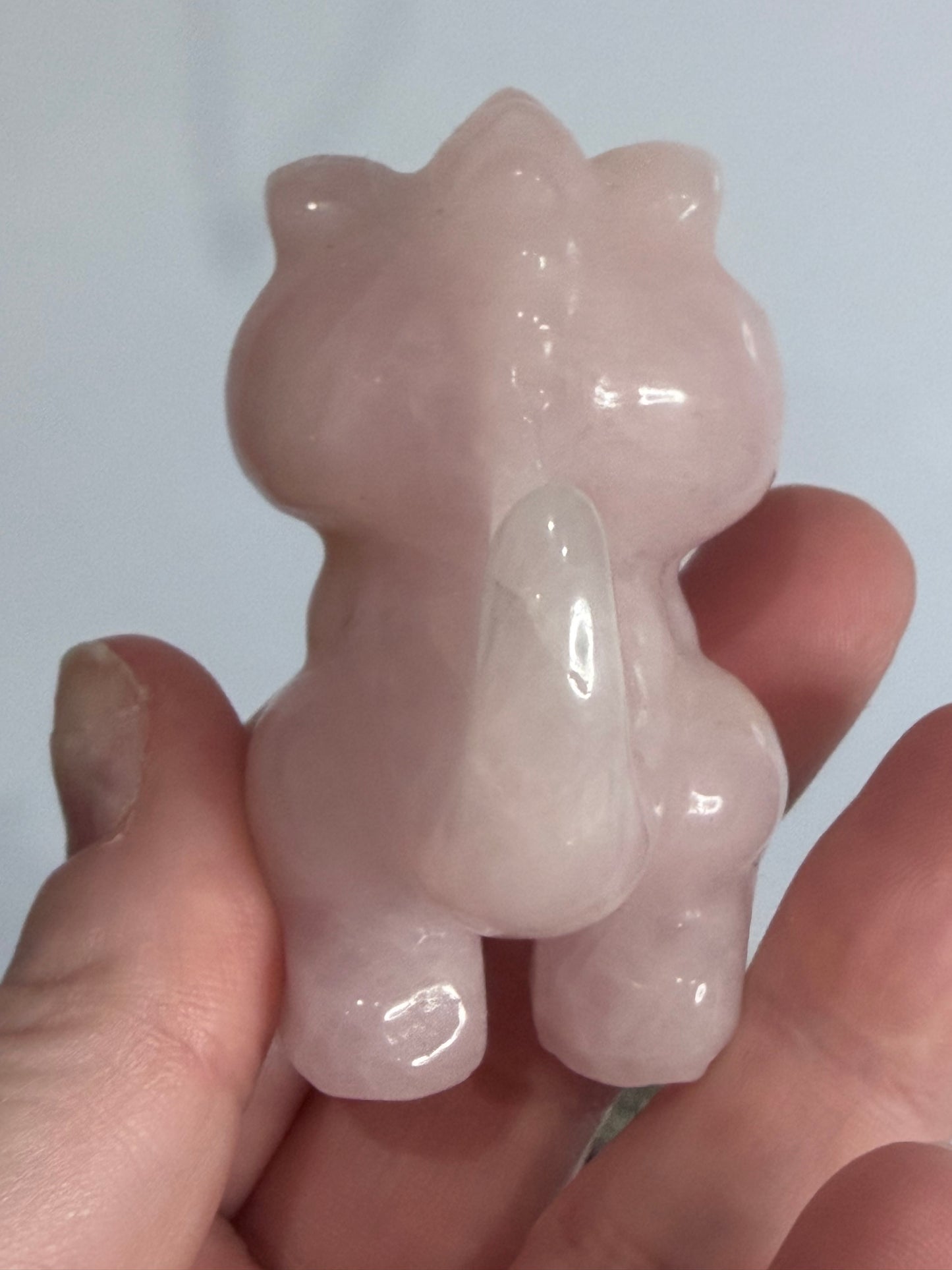 6cm T-Rex Rose Quartz Crystal Carving