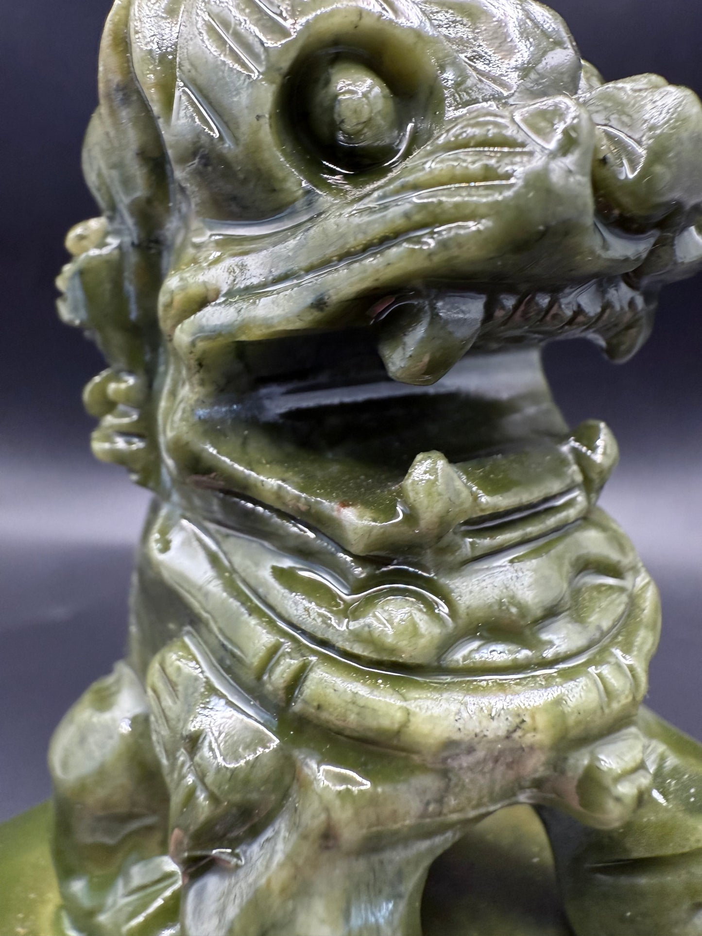 Serpentine (Green Jade) Foo Dogs โ Pair