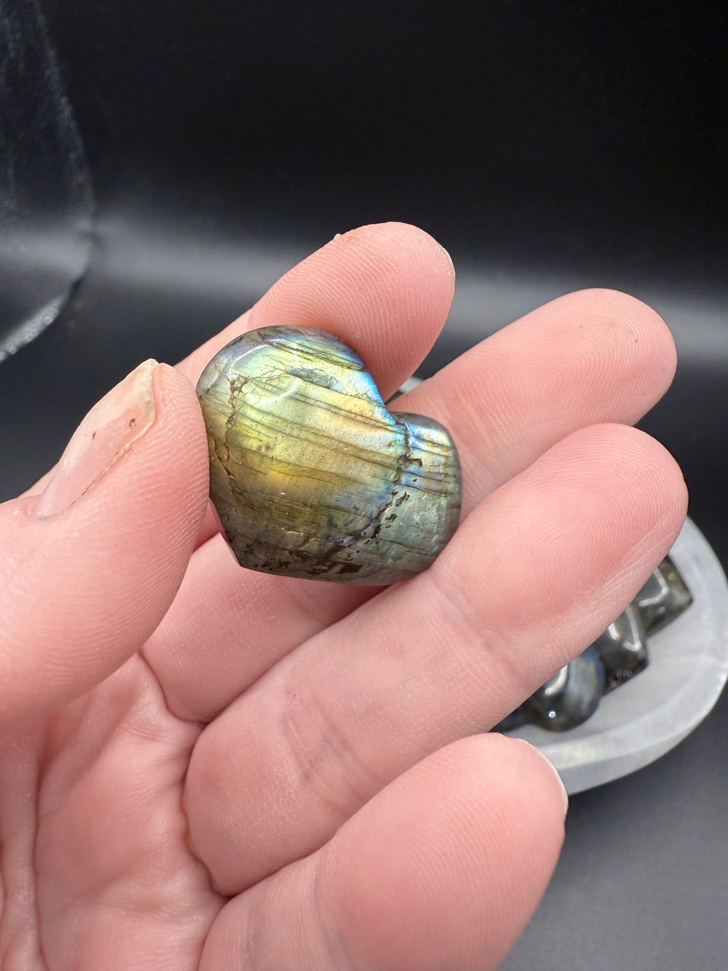 Mini Labradorite Hearts with Beautiful Flash