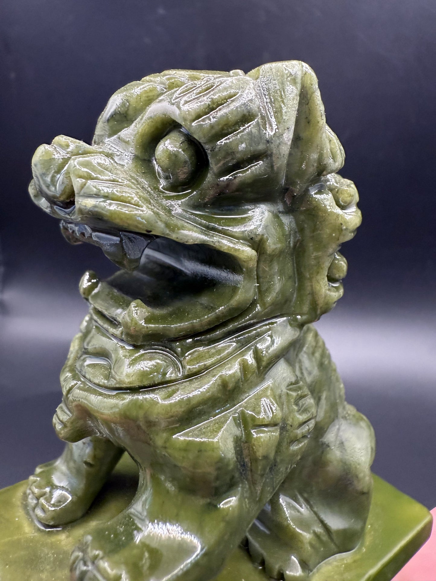 Serpentine (Green Jade) Foo Dogs โ Pair