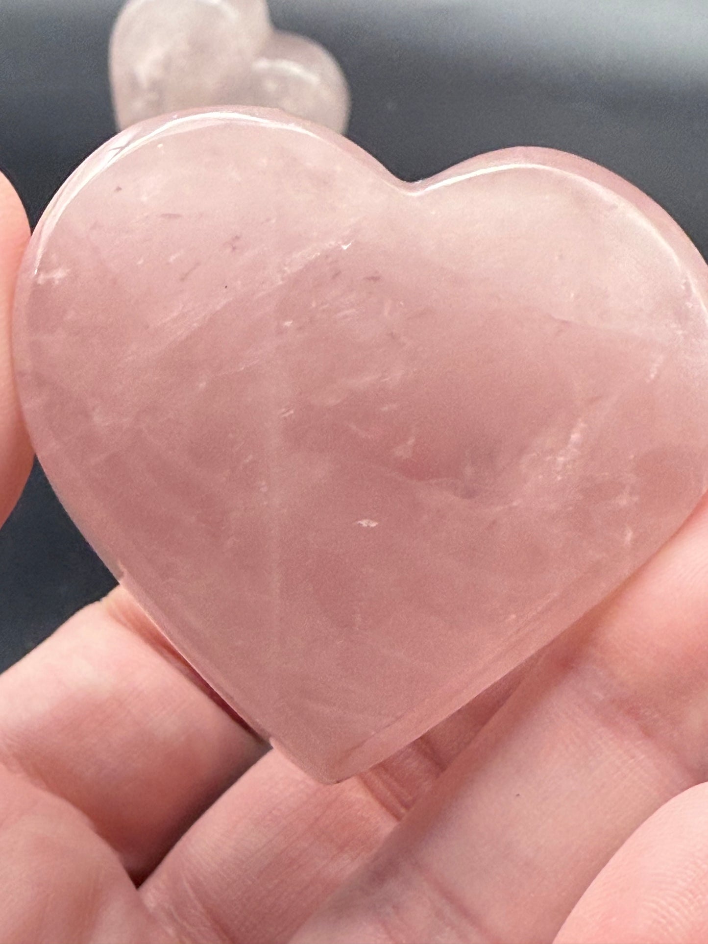 Rose Quartz Free standing Hearts from Madagascar