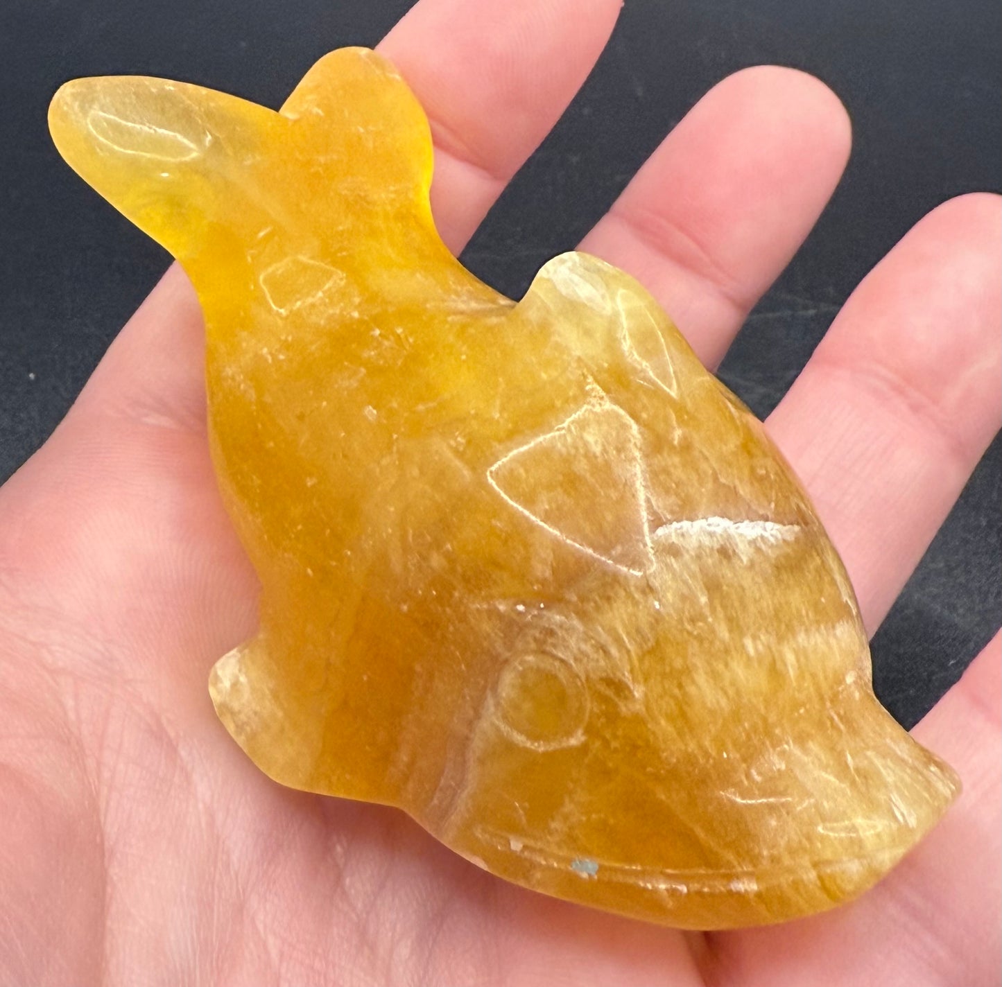 Golden Yellow Fluorite Dolphin Carving โ 152g | 8 x 4.1cm