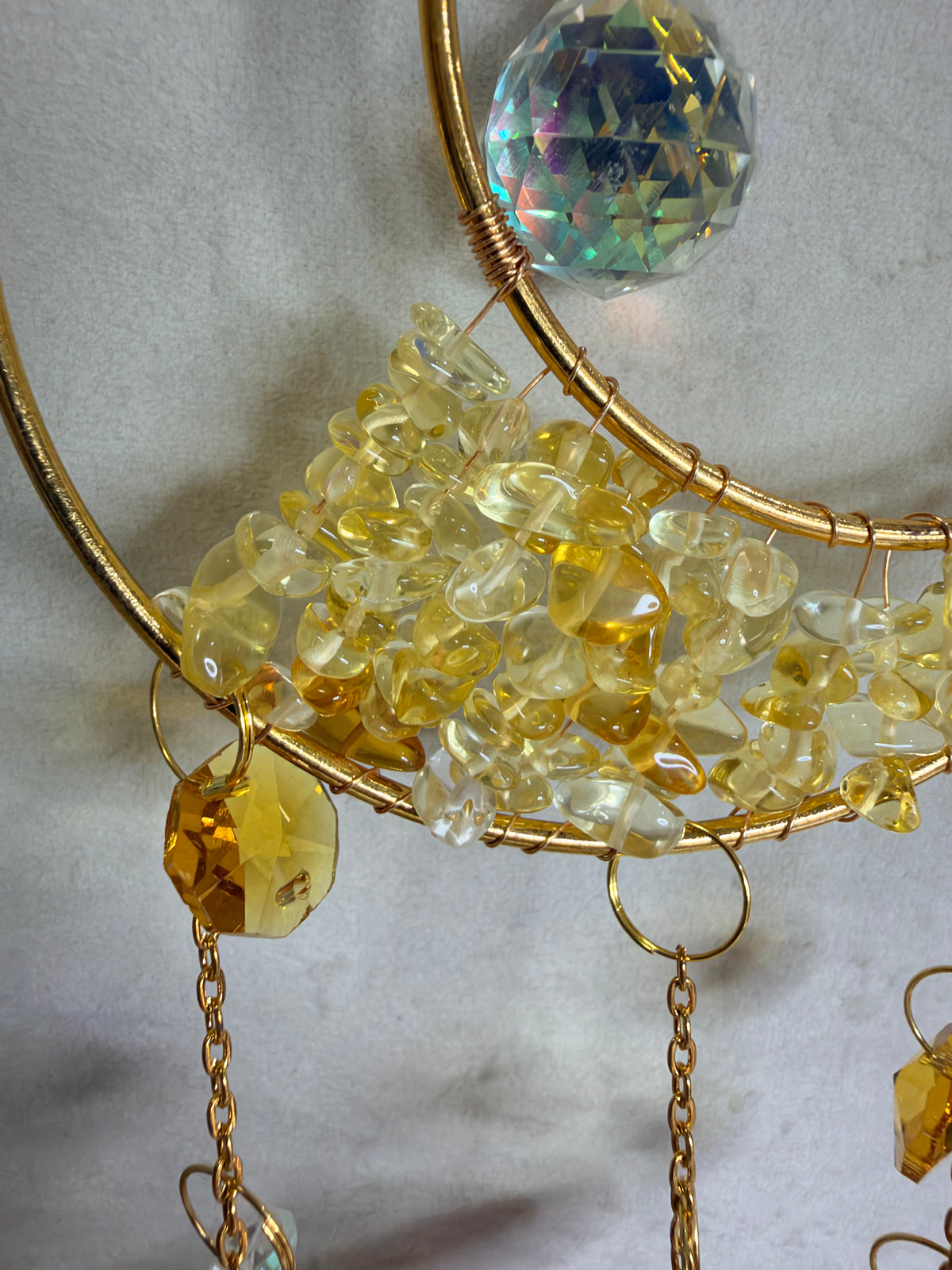 Citrine Crescent Moon Suncatcher – 35 × 10cm