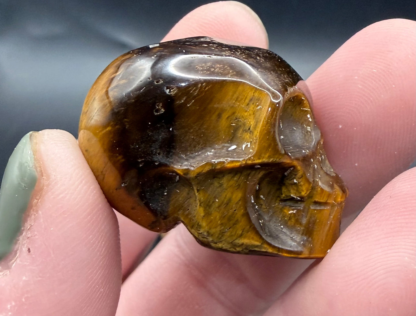 Tiger’s Eye Mini Skull Carving