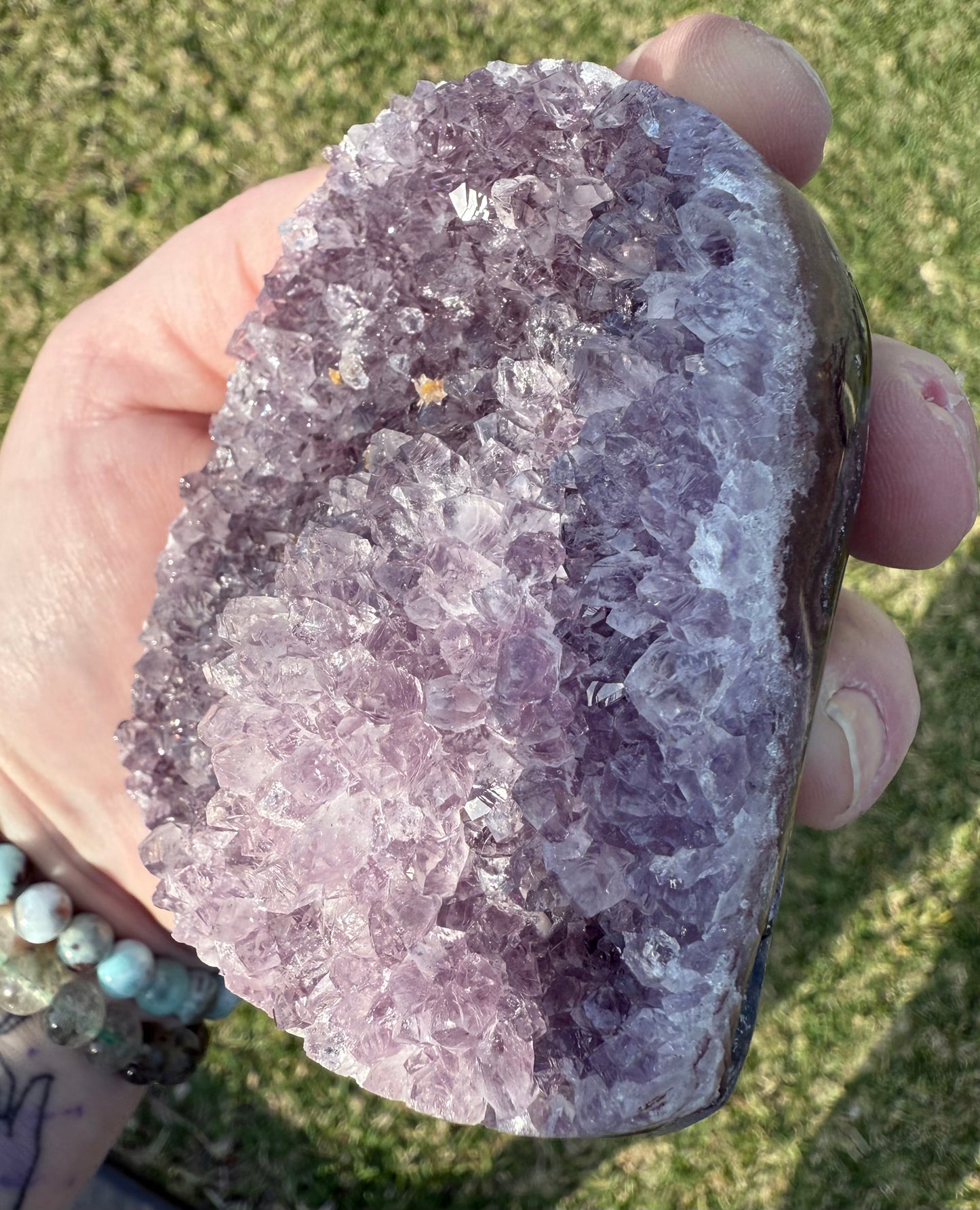 Rainbow Amethyst with Rare Pineapple Cluster ā 526g / 9cm