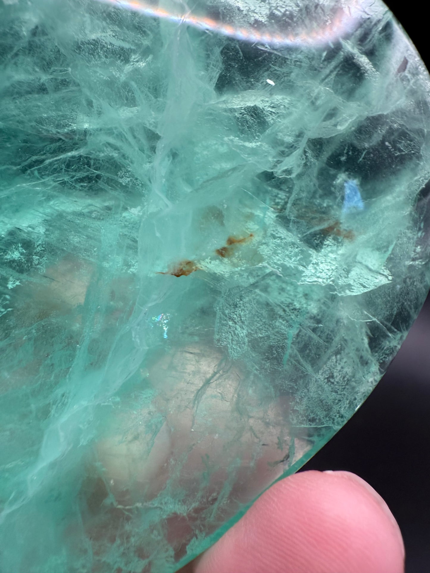 π Green Fluorite Polished Heart with Stand β 357g 10.2 x 8.8 cm