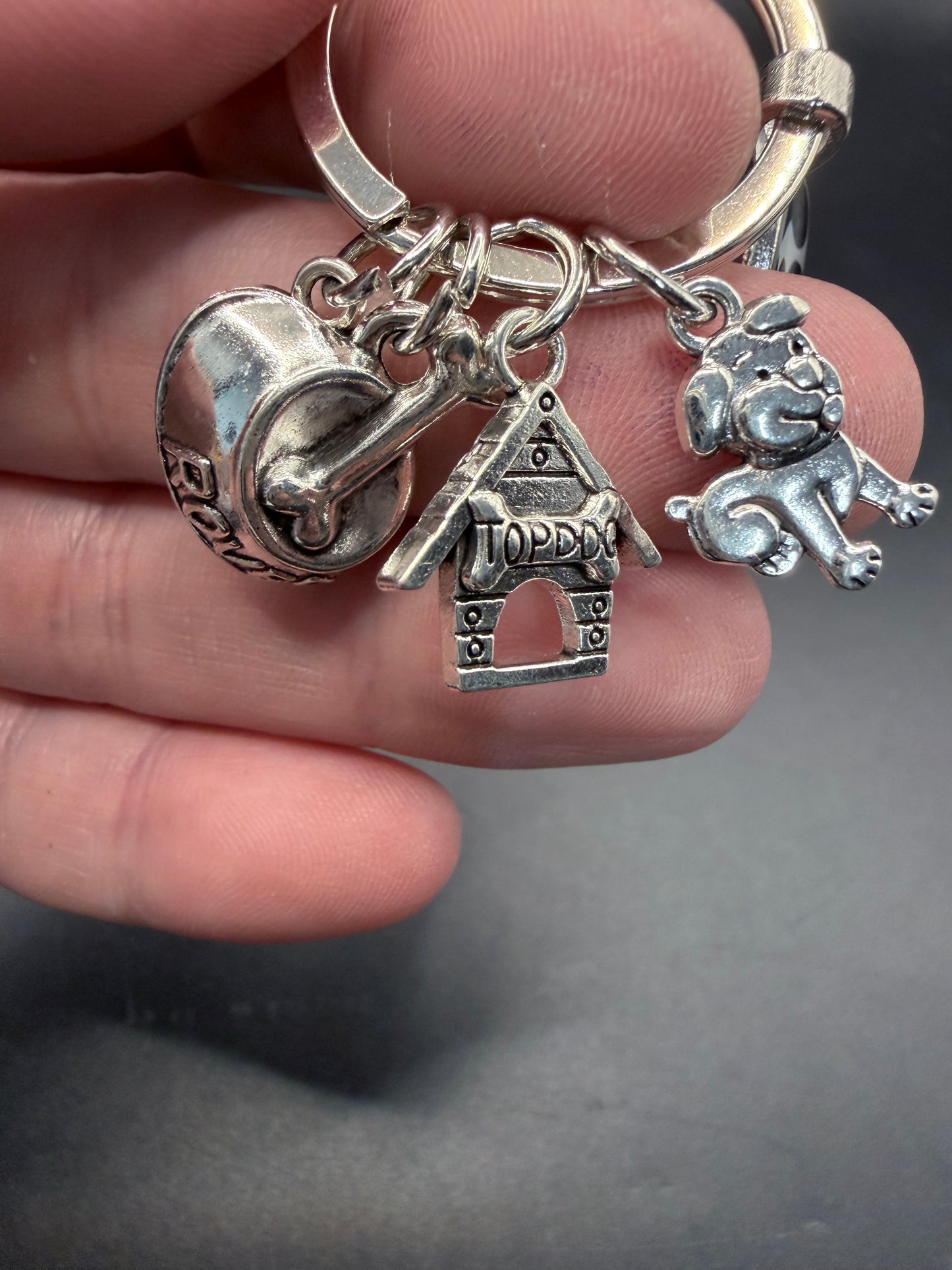 Dog Paw Heart Charm Keychain