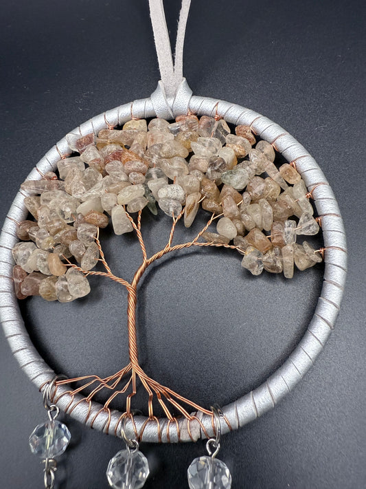 Garden Quartz & Rutile Quartz Tree of Life Dreamcatcher