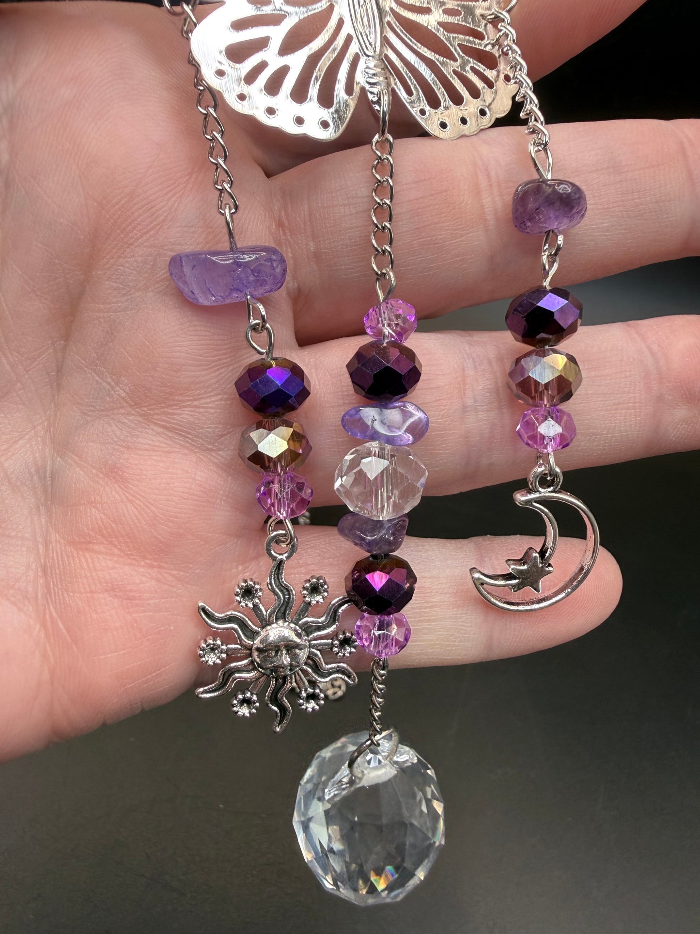 Amethyst & Crystal Butterfly Suncatcher