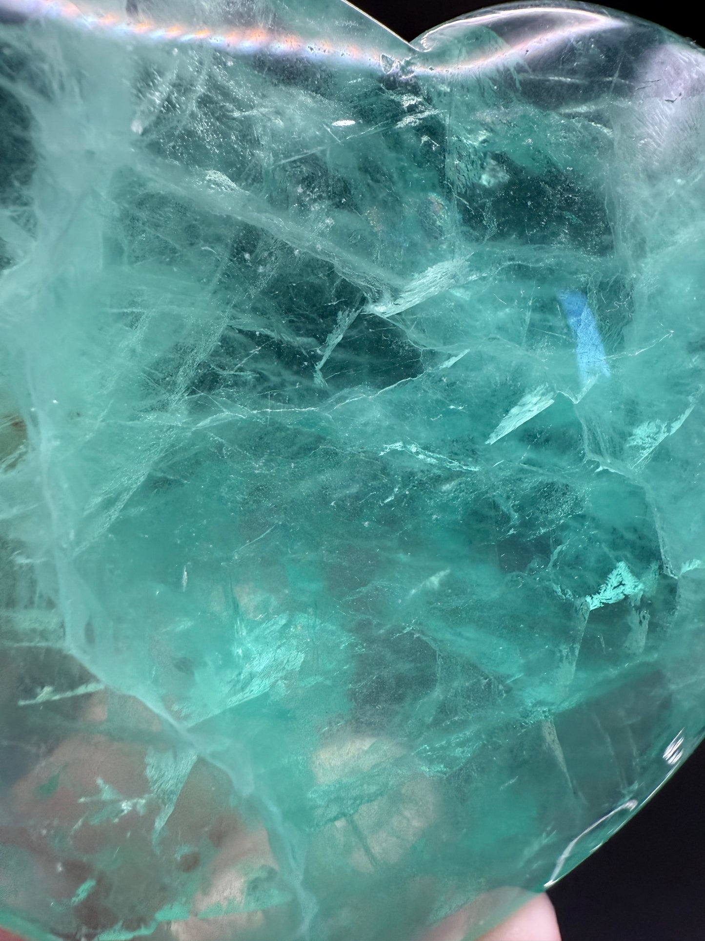 π Green Fluorite Polished Heart with Stand β 357g 10.2 x 8.8 cm