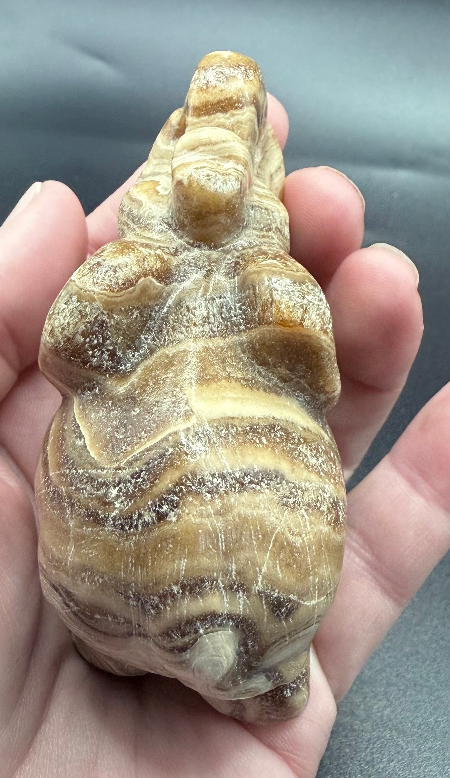 Chocolate Banded Calcite Elephant Carving