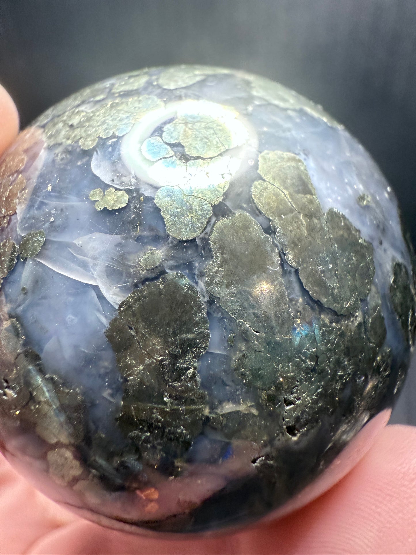 RARE Pyrite in Agate Sphere