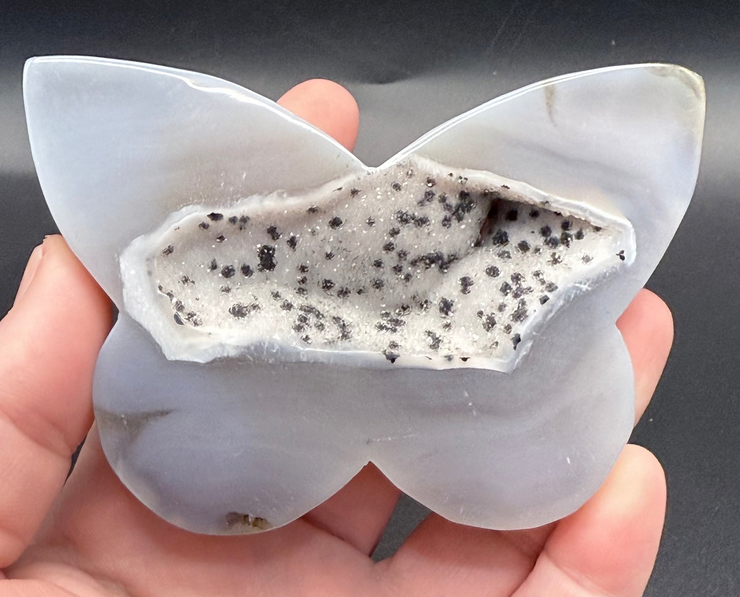 Agate Druzy Butterfly Carving