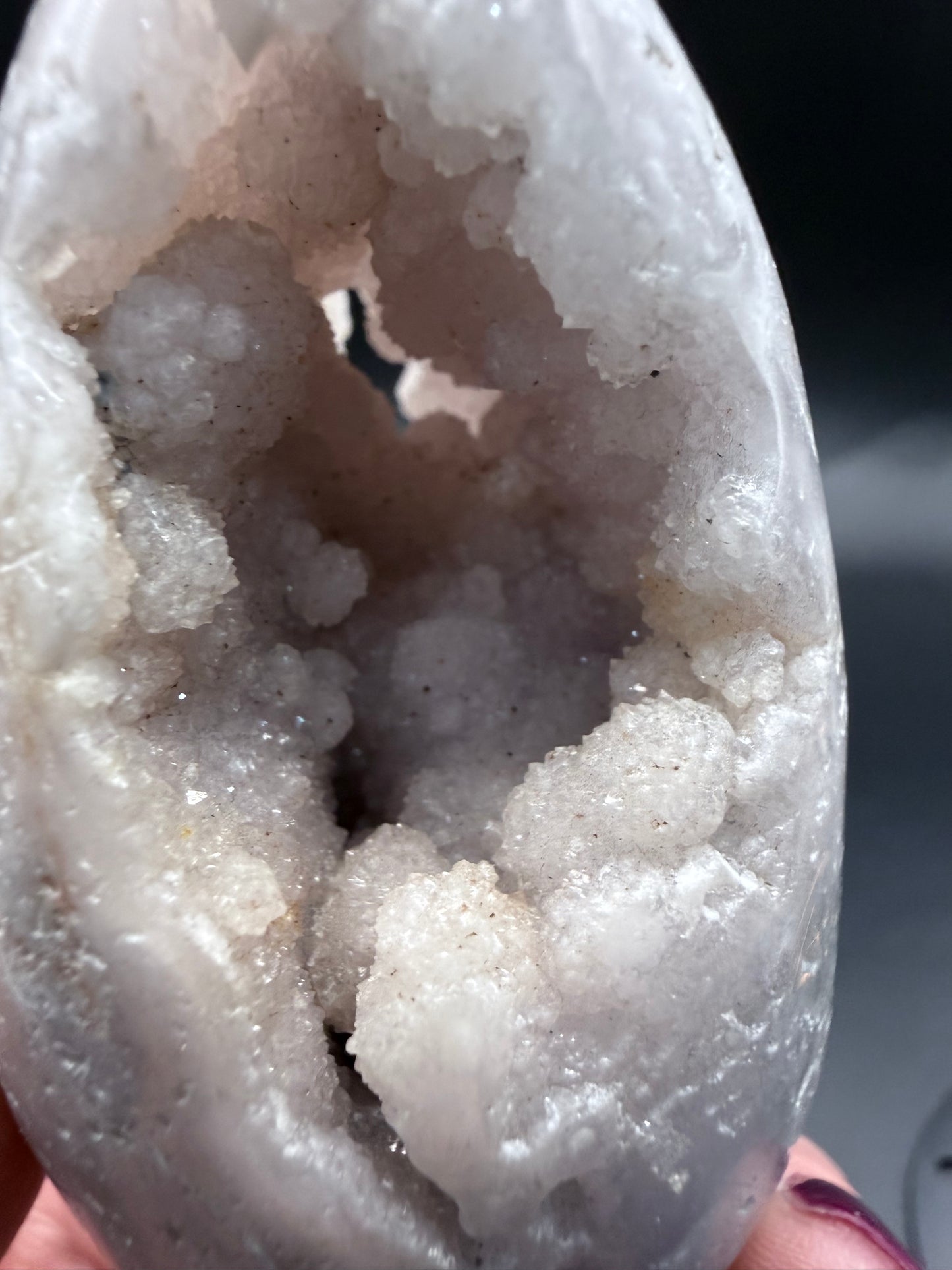 Pink Amethyst Druzy Egg on Metal Stand