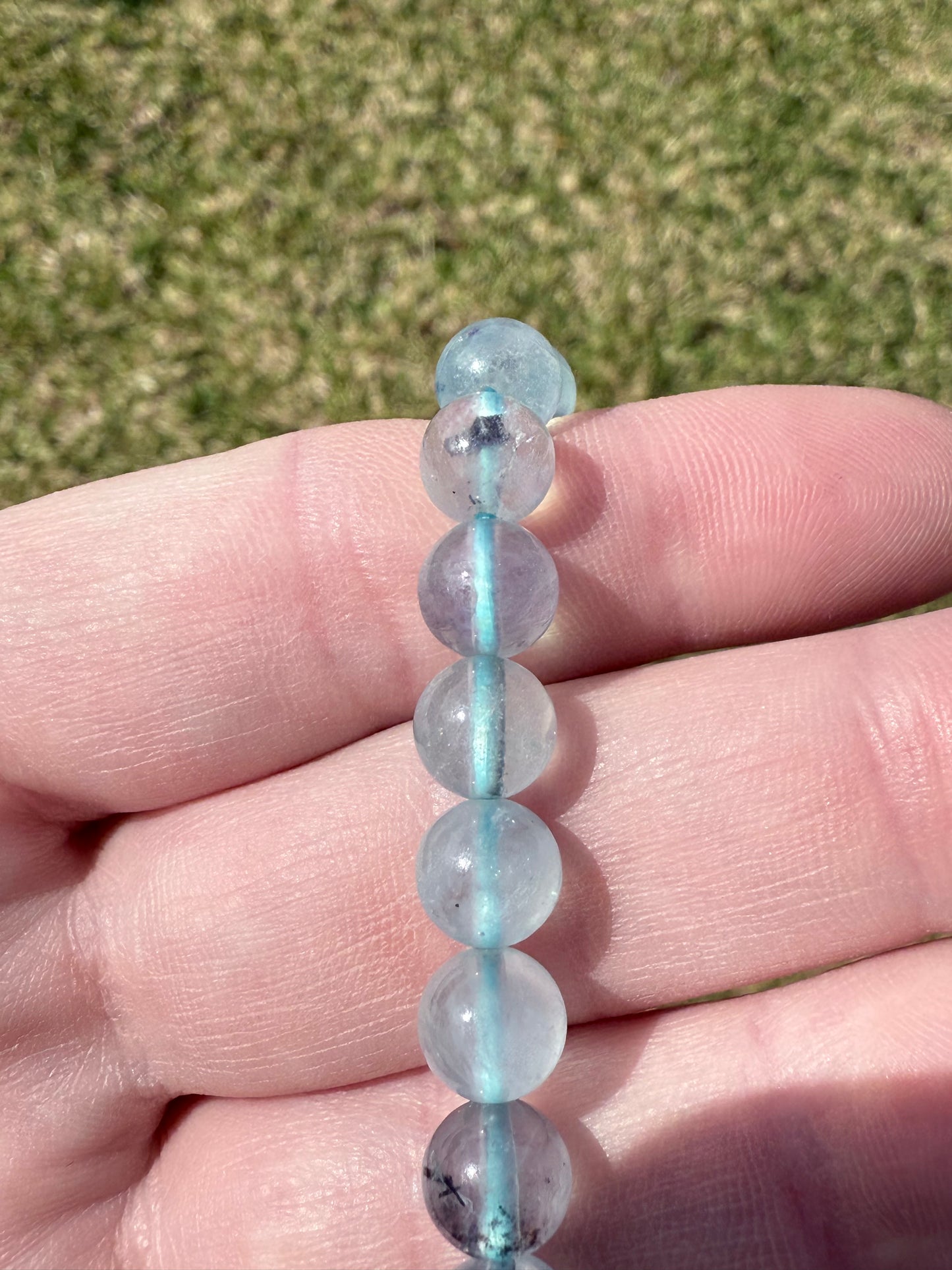 High Quality Aquamarine with Tourmaline Inclusions Bracelet 8mm