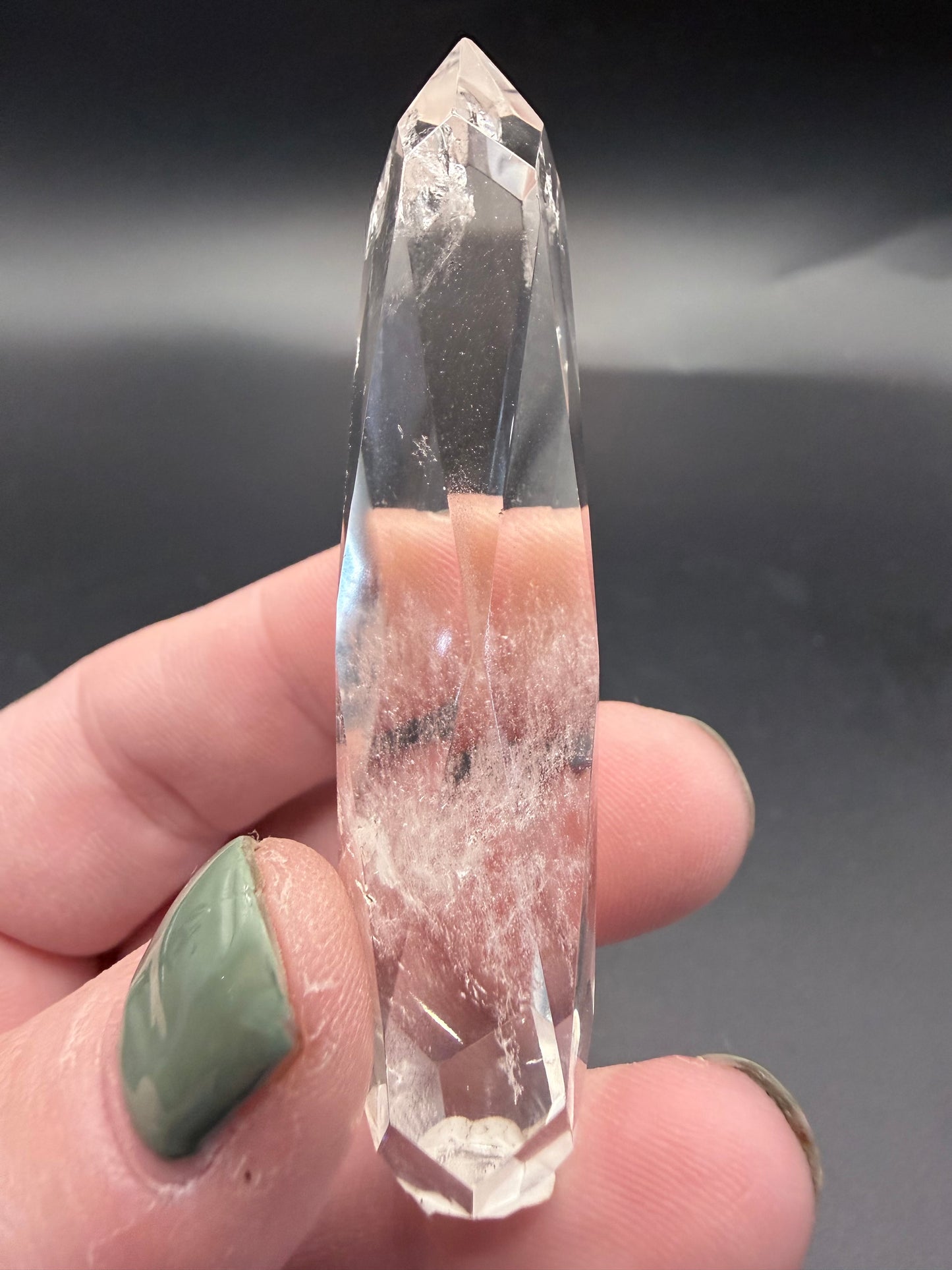 Clear Quartz Polyhedron on Rotating Stand