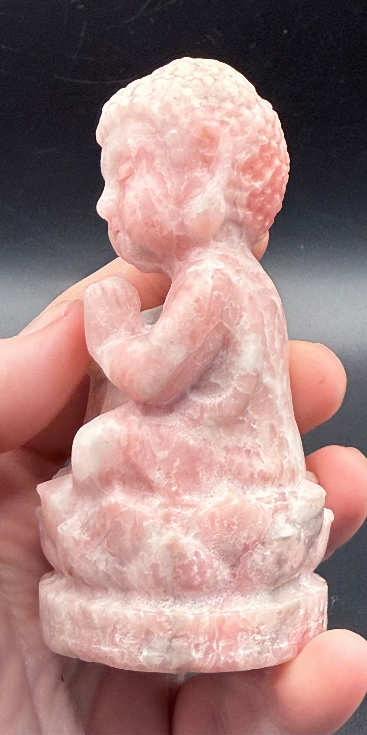 Pink Opal Baby Buddha Carving